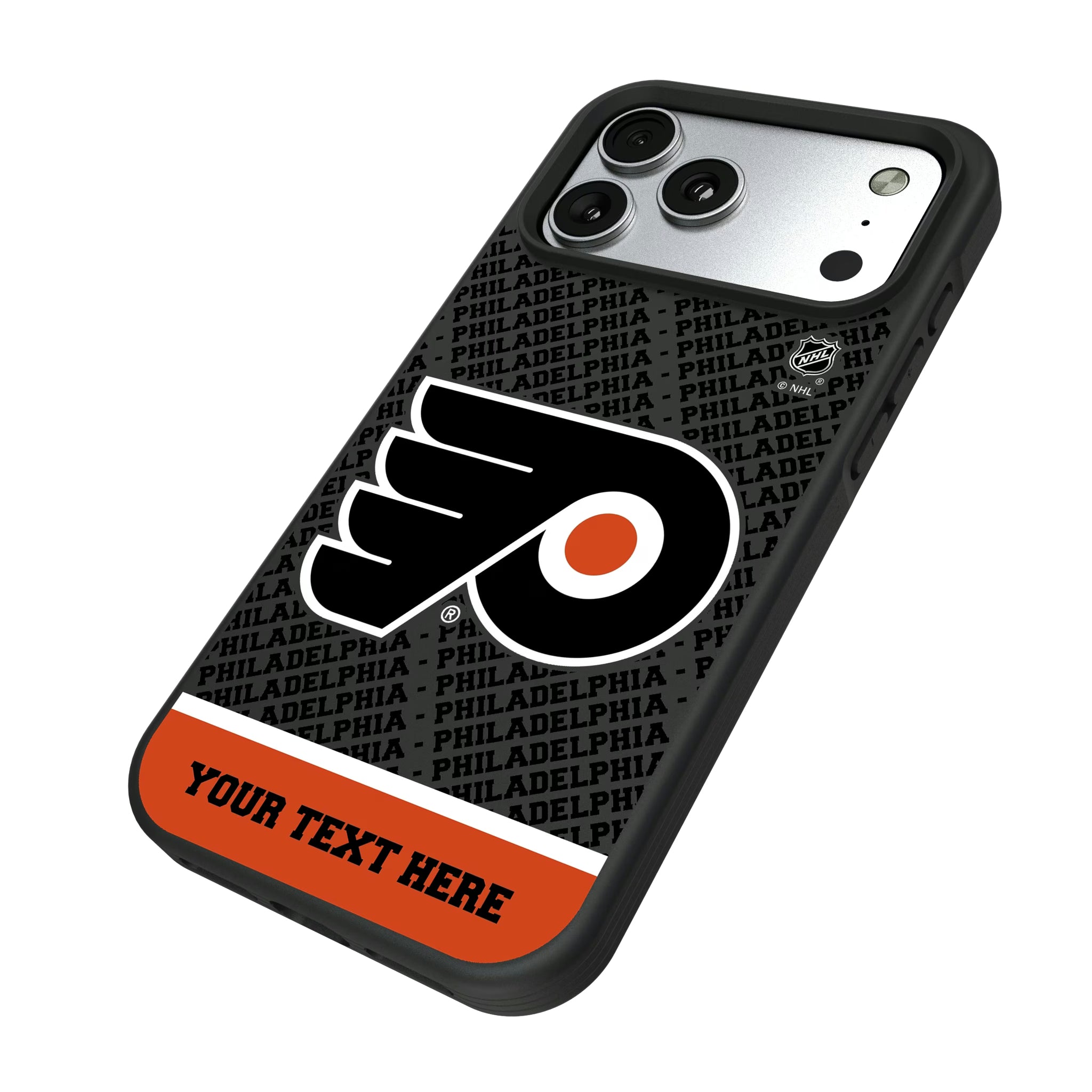 Philadelphia Flyers Personalized EndZone Plus iPhone Bump Phone Case for Apple iPhone - Isometric View#Device_iPhone 17 Pro Max