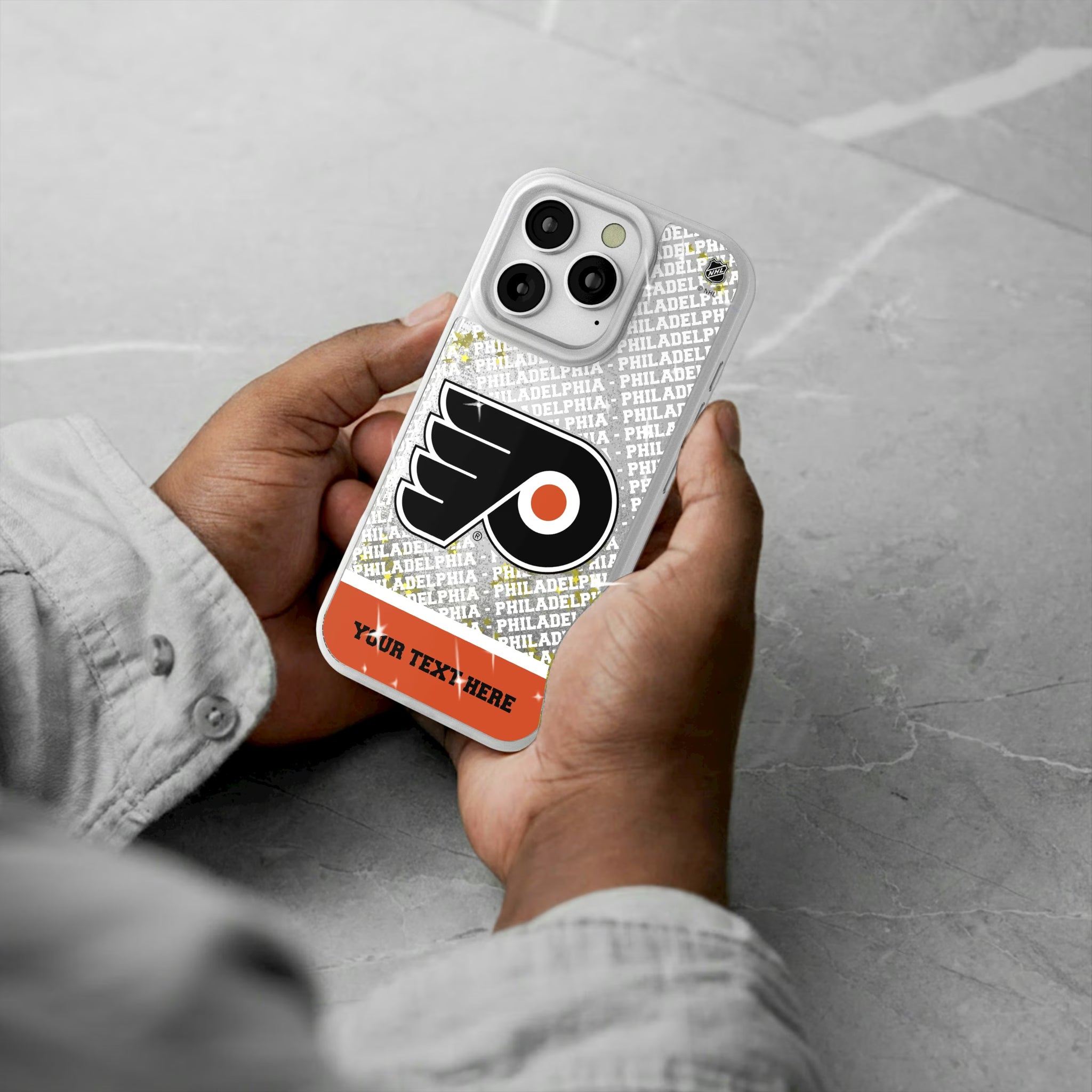 Philadelphia Flyers Personalized EndZone Plus iPhone Glitter Phone Case for Apple iPhone - Lifestyle#Device_iPhone 16 Pro
