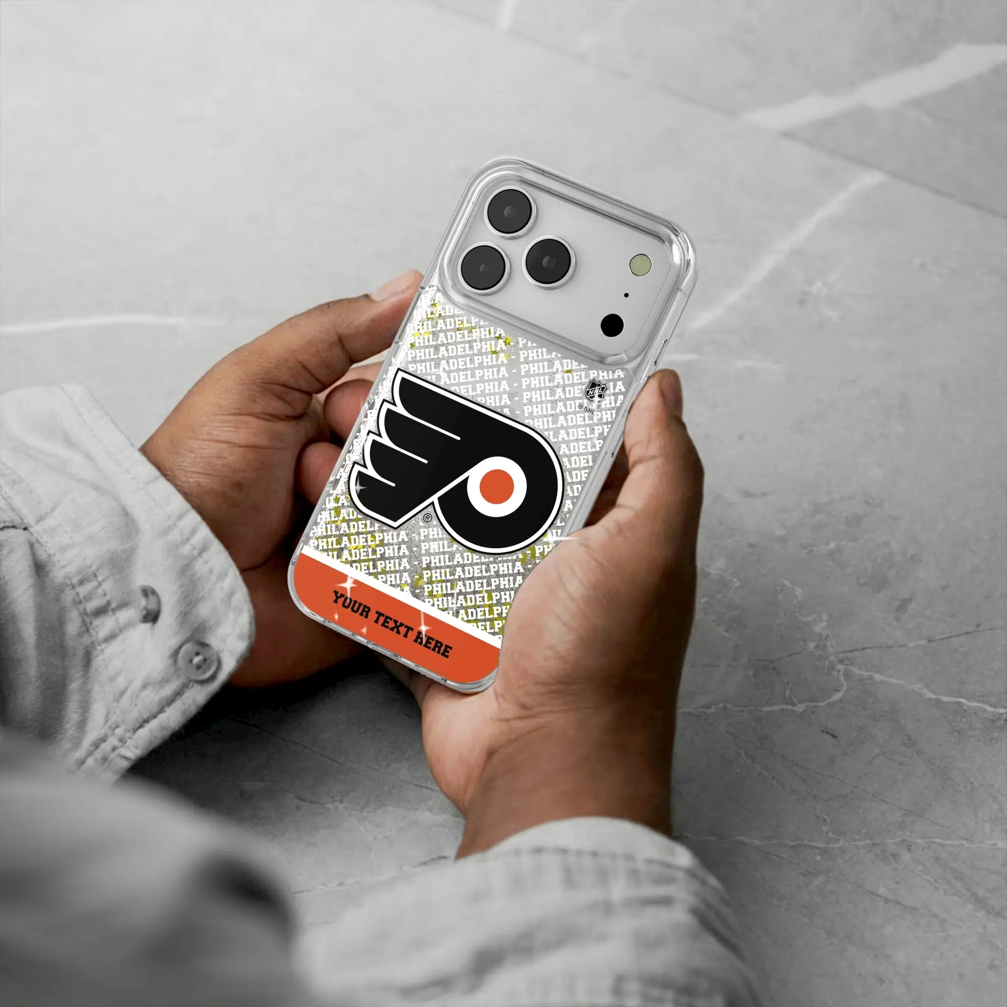 Philadelphia Flyers Personalized EndZone Plus iPhone Glitter Phone Case for Apple iPhone - Lifestyle#Device_iPhone 17 Pro