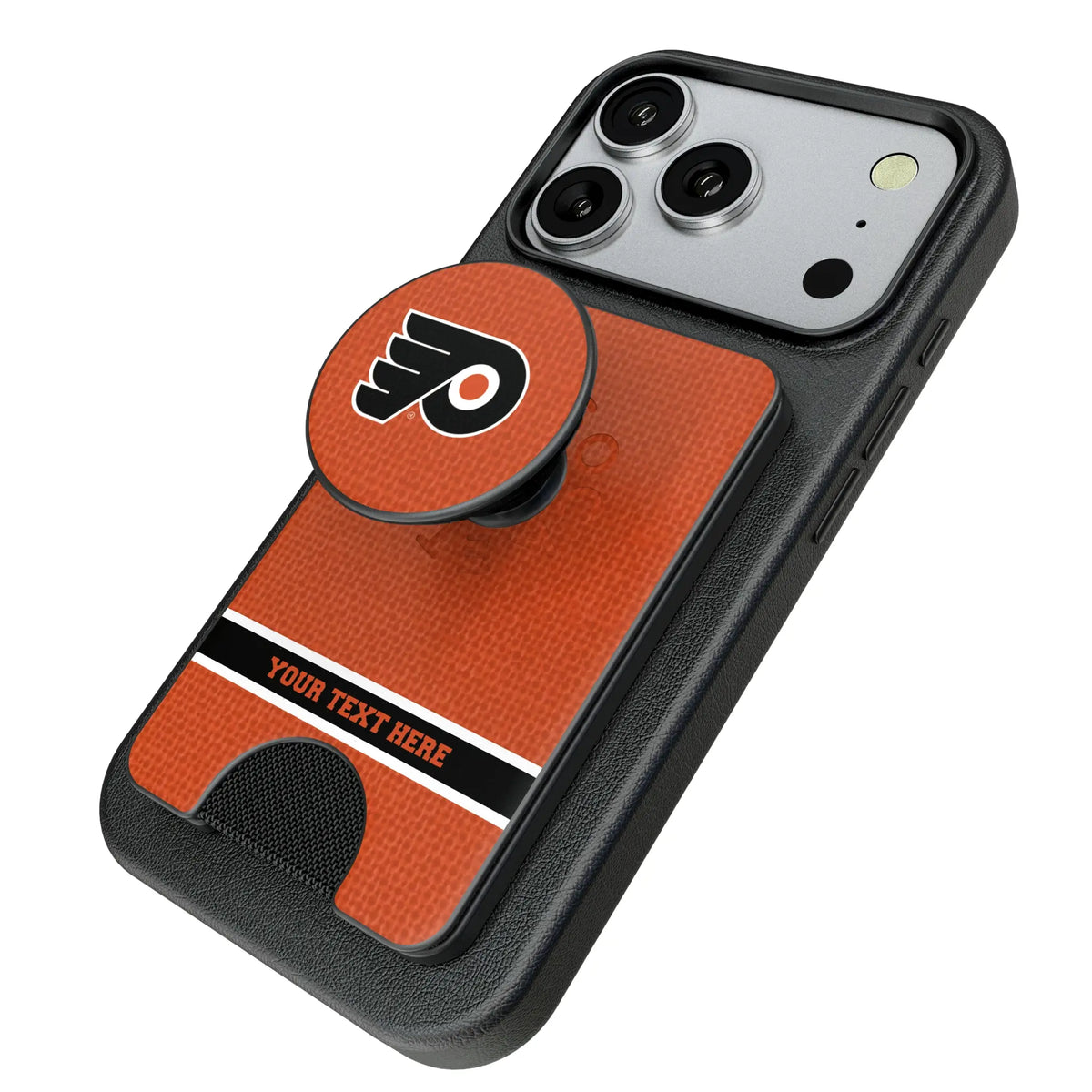 Philadelphia Flyers Personalized Endzone Solid Popsockets Wallet Magnetic - Isometric View