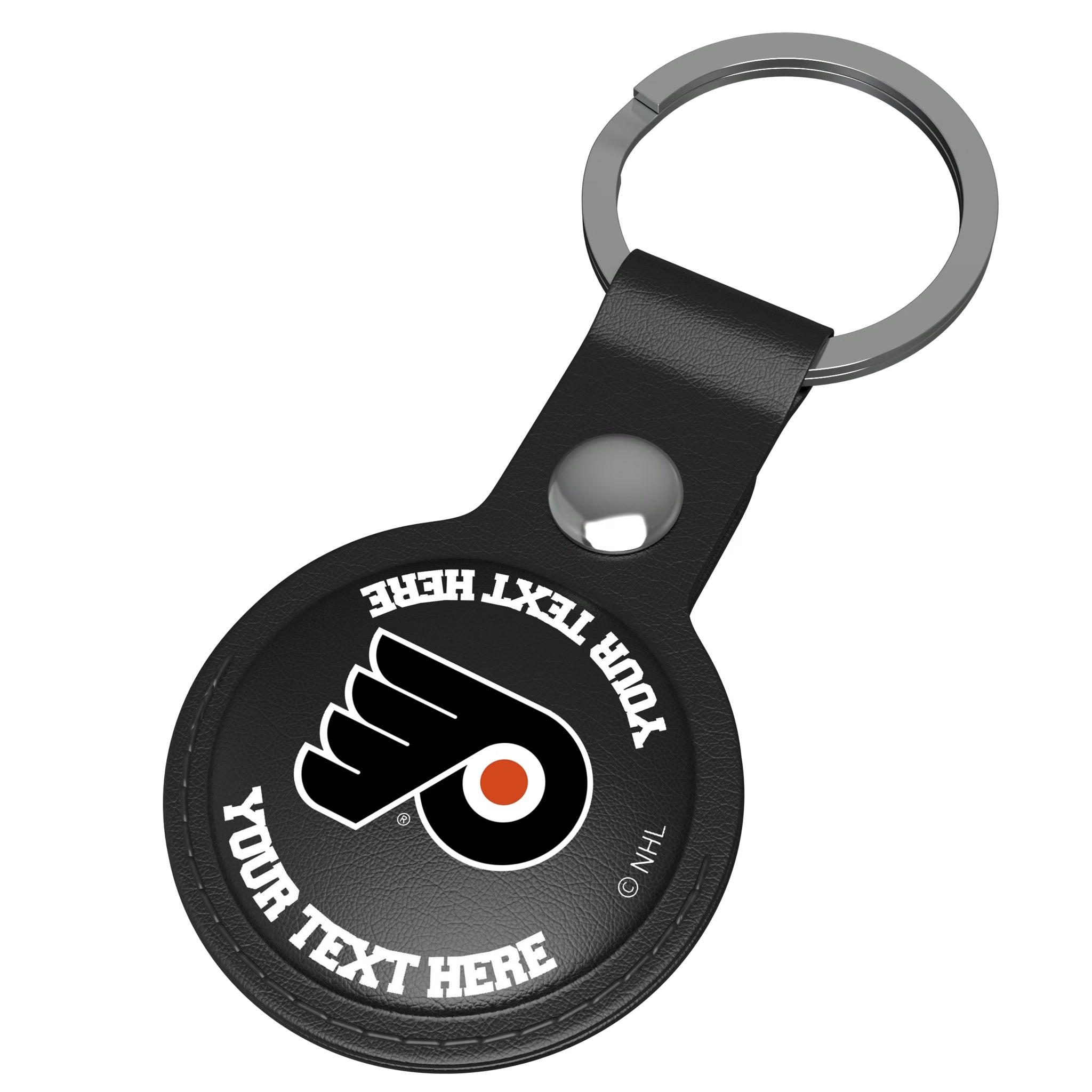 Philadelphia Flyers Personalized Insignia AirTag Black Airtag Holder - Isometric View