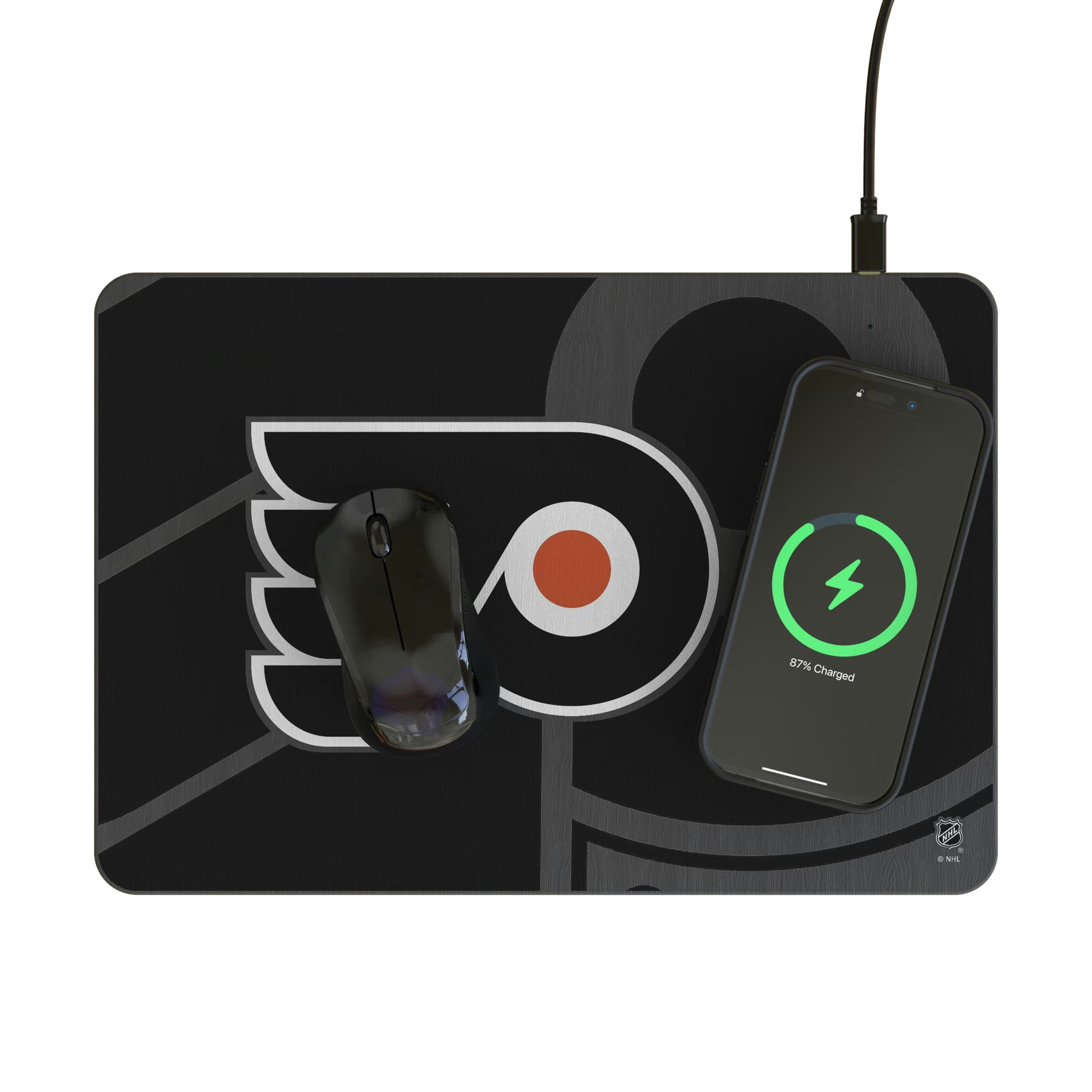 Philadelphia Flyers Personalized Tilt 15-Watt Wireless Charger and Mouse Pad - Lifestyle