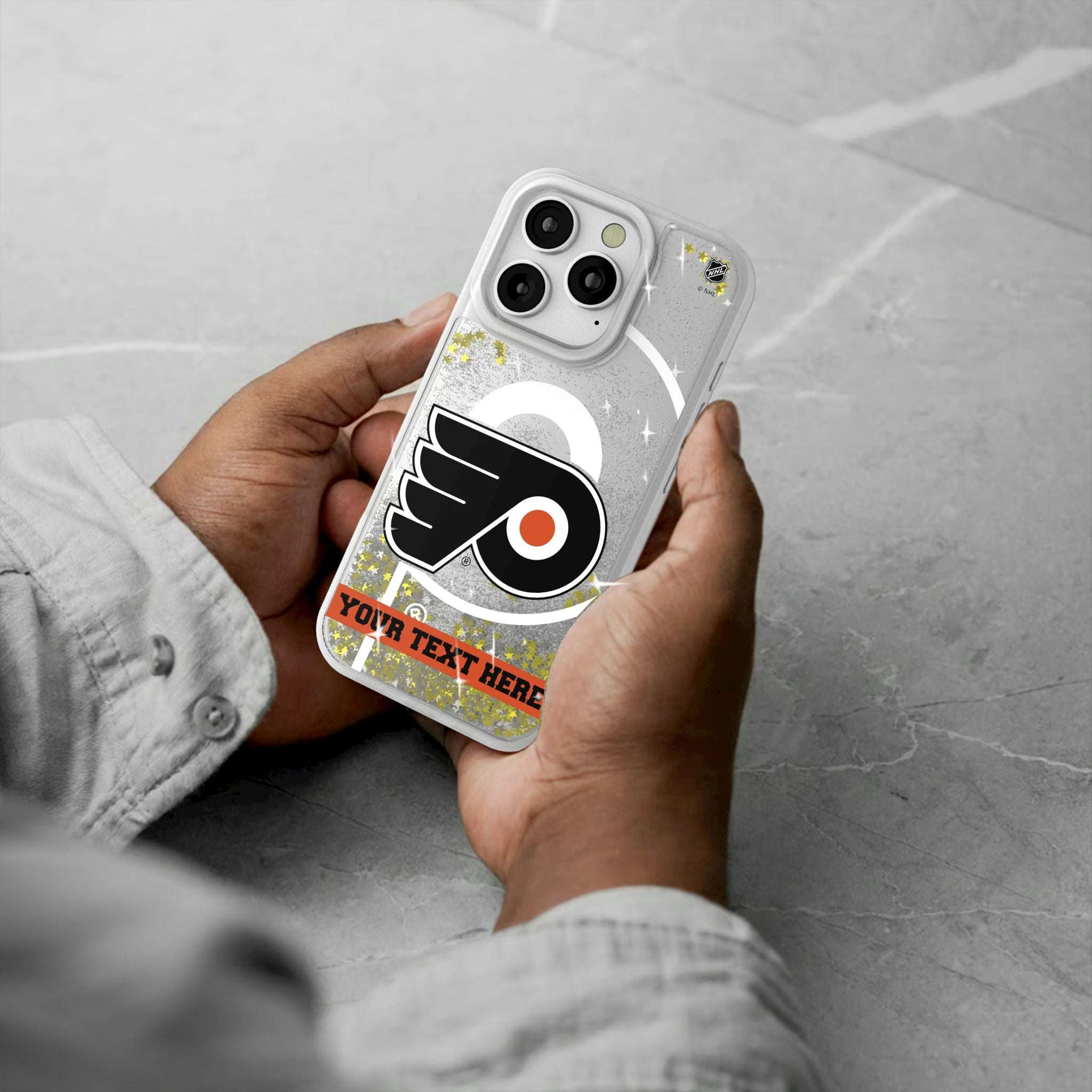 Philadelphia Flyers Personalized Tilt iPhone Glitter Phone Case for Apple iPhone - Lifestyle#Device_iPhone 16 Pro