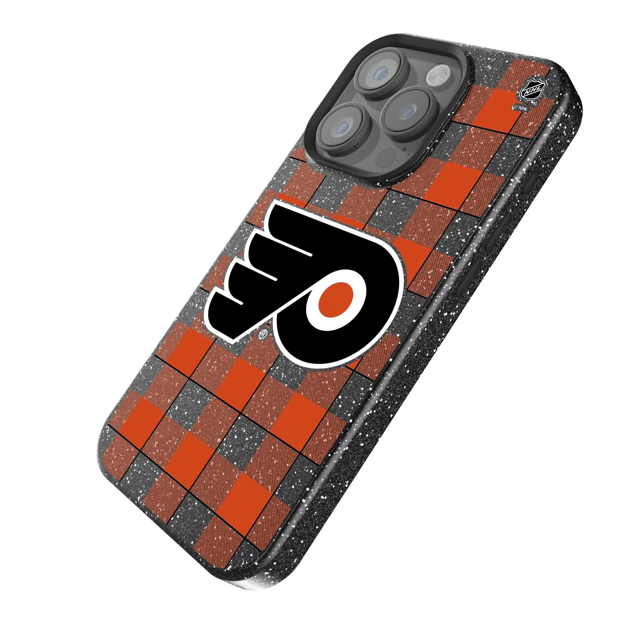 Philadelphia Flyers Plaid iPhone Bling Phone Case for Apple iPhone - Isometric View