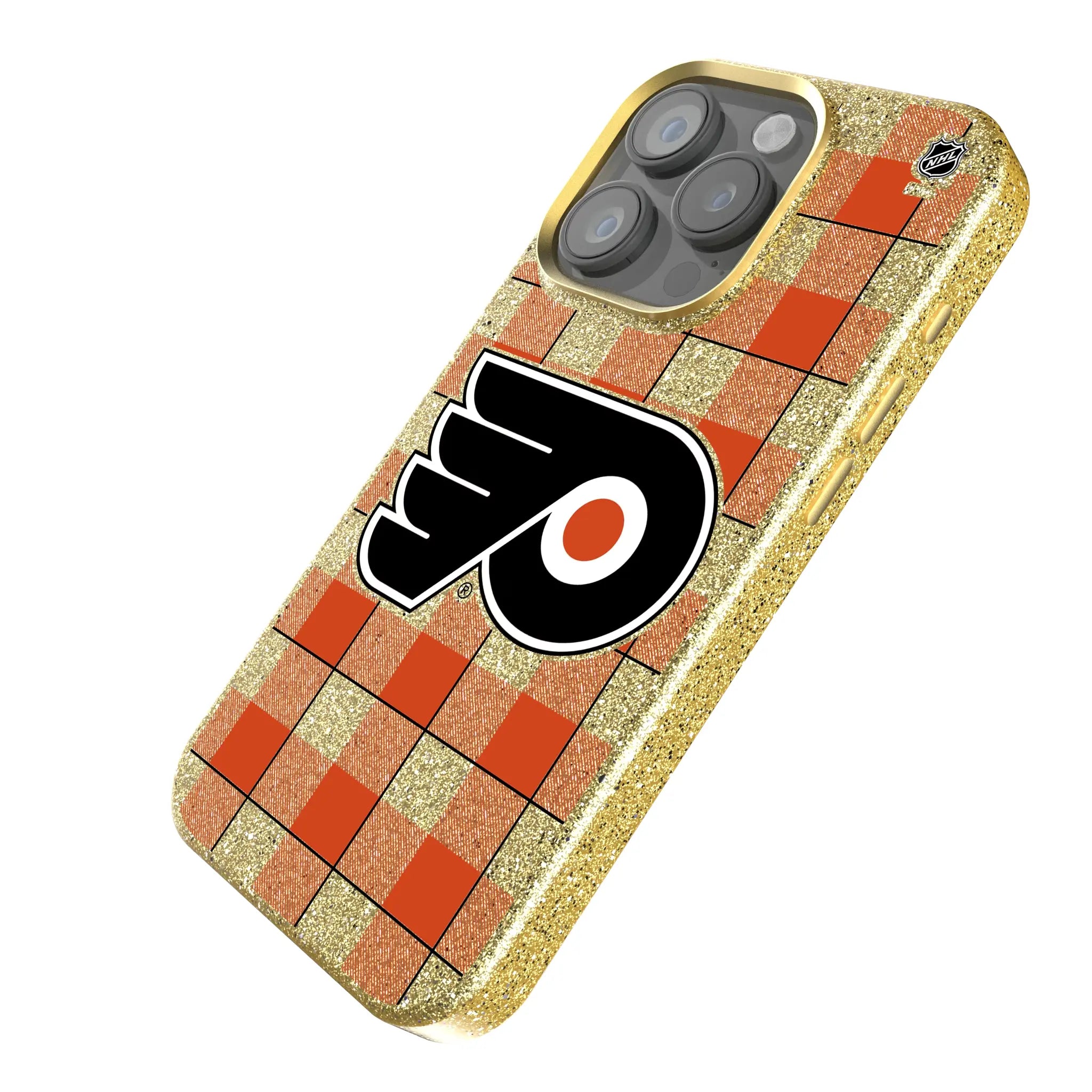 Philadelphia Flyers Plaid iPhone Bling Phone Case for Apple iPhone - Isometric View