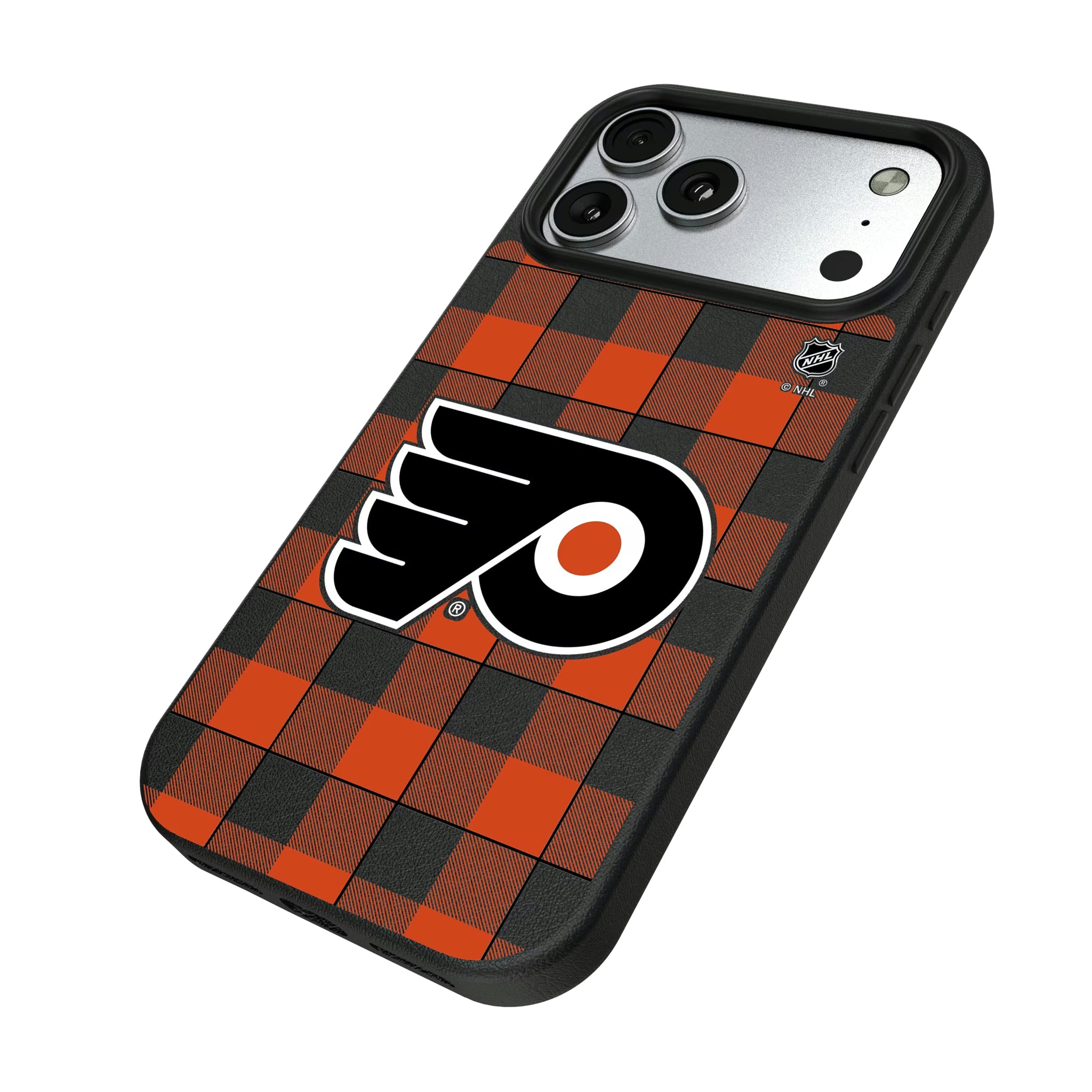 Philadelphia Flyers Plaid iPhone MagSafe Compatible Phone Case for Apple iPhone - Isometric View#Device_iPhone 17 Pro Max