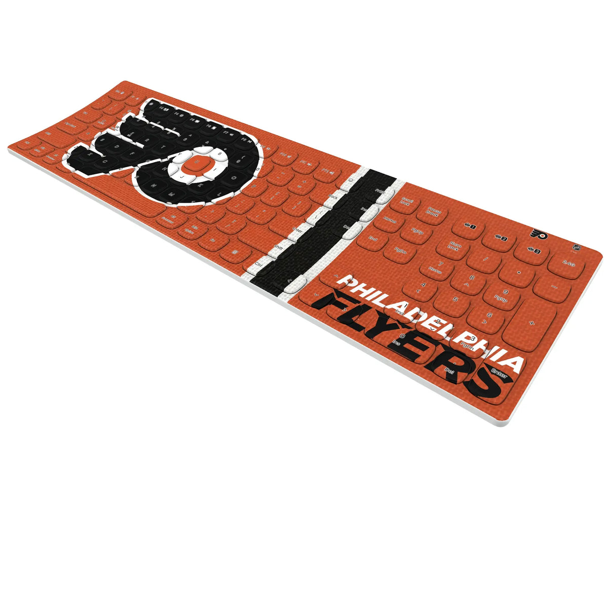 Philadelphia Flyers Stripe KKB605 Curved Wireless Keyboard - Isometric View