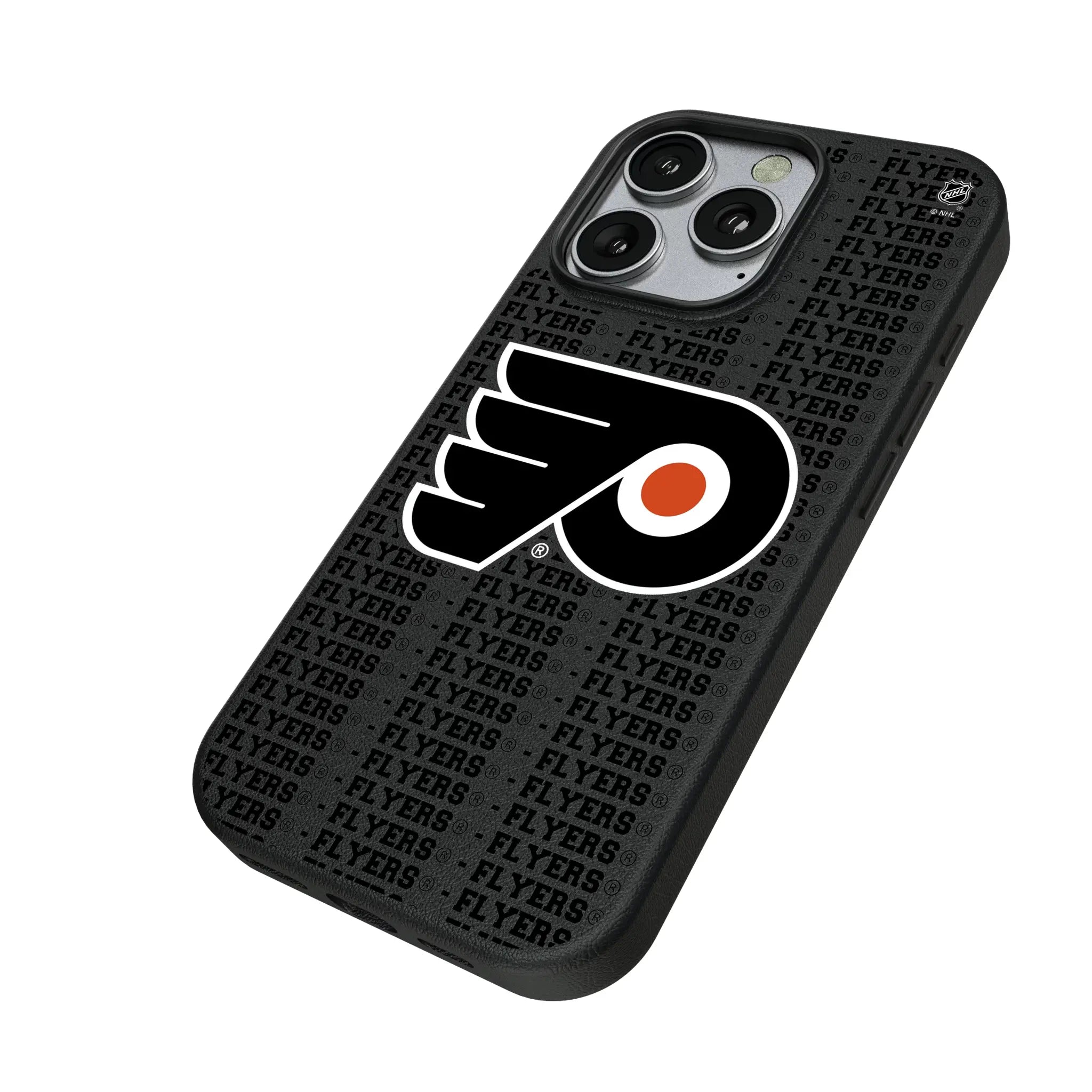 Philadelphia Flyers Text Backdrop iPhone MagSafe Compatible Phone Case for Apple iPhone - Isometric View