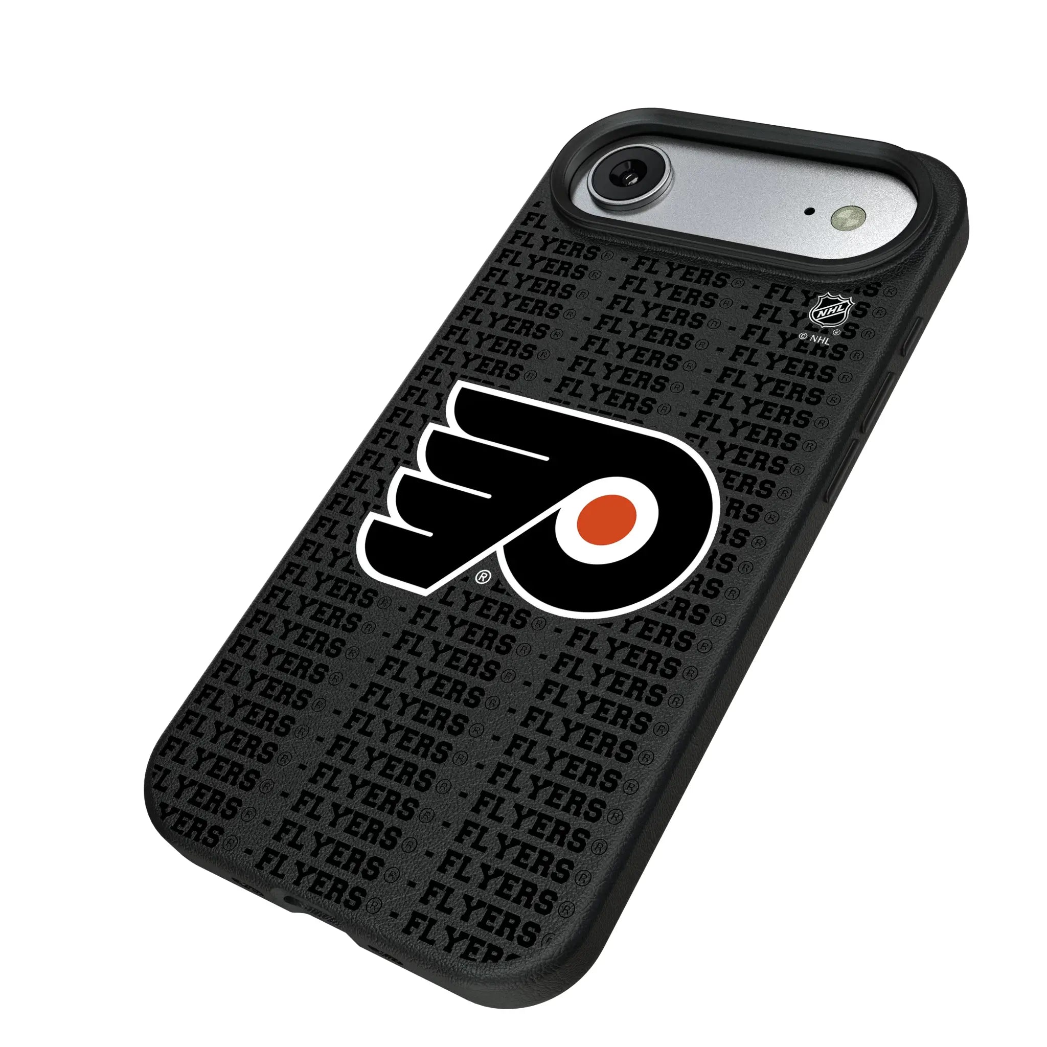 Philadelphia Flyers Text Backdrop iPhone MagSafe Compatible Phone Case for Apple iPhone - Isometric View#Device_iPhone Air