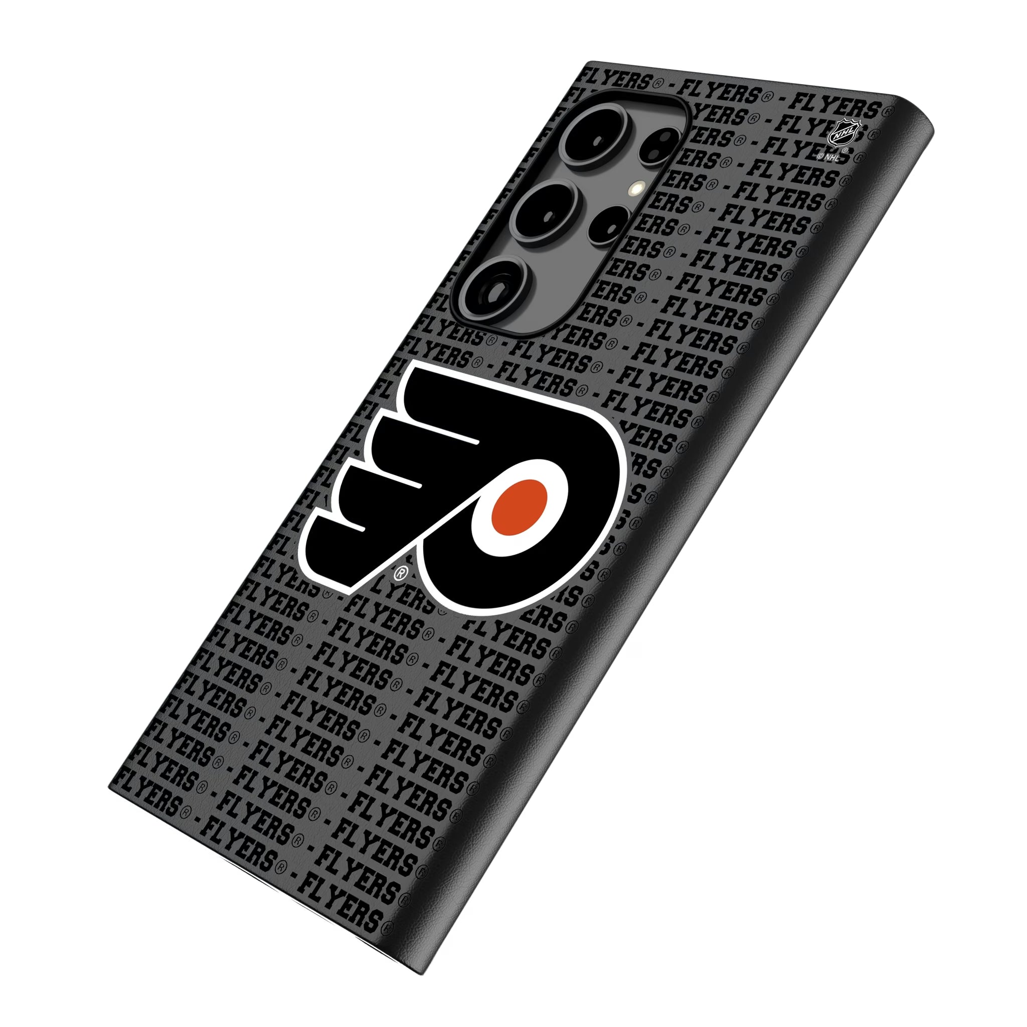 Philadelphia Flyers Text Backdrop Galaxy MagSafe Compatible Phone Case for Samsung Galaxy - Isometric View
