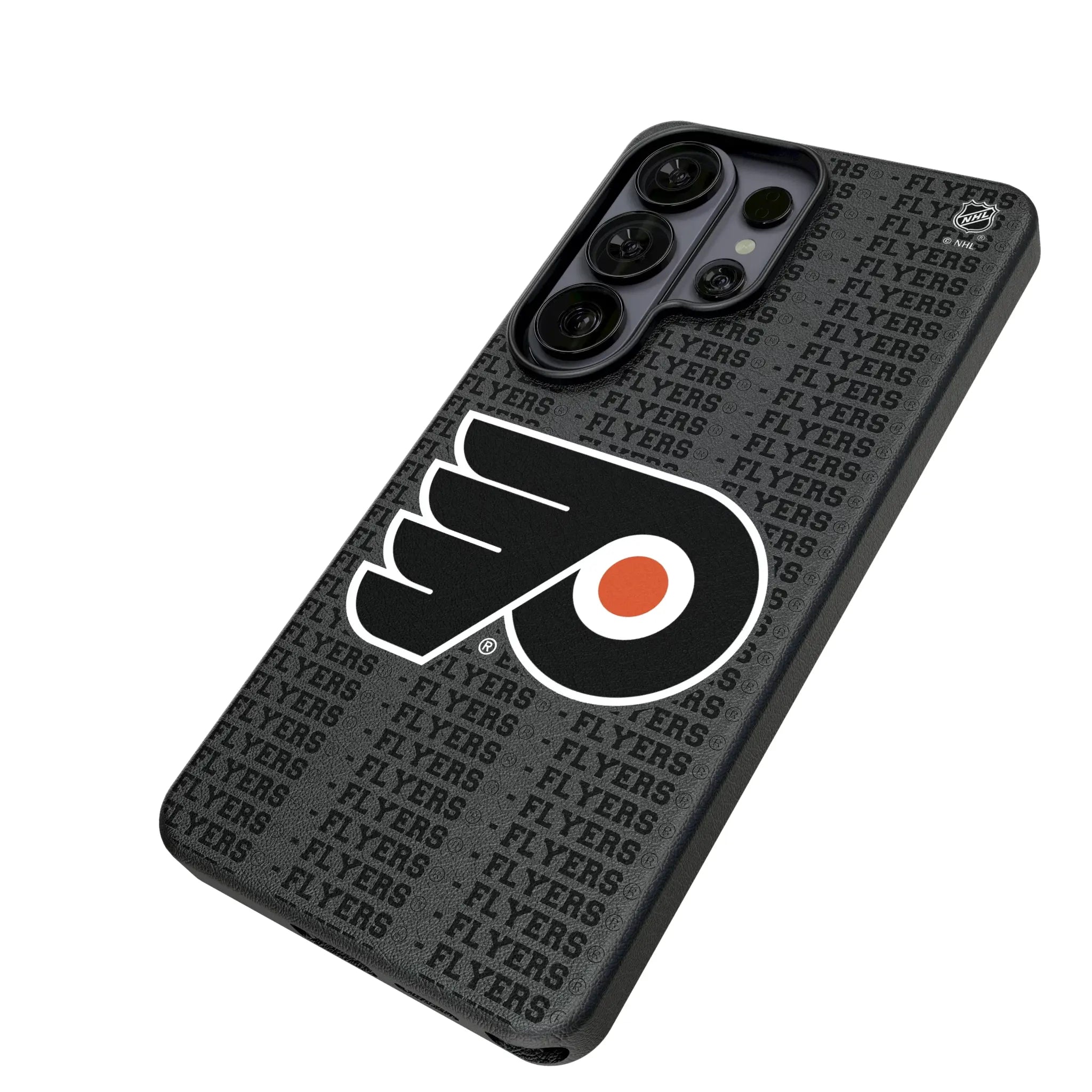 Philadelphia Flyers Text Backdrop Galaxy MagSafe Compatible Phone Case for Samsung Galaxy - Isometric View#Device_Galaxy S26 Ultra