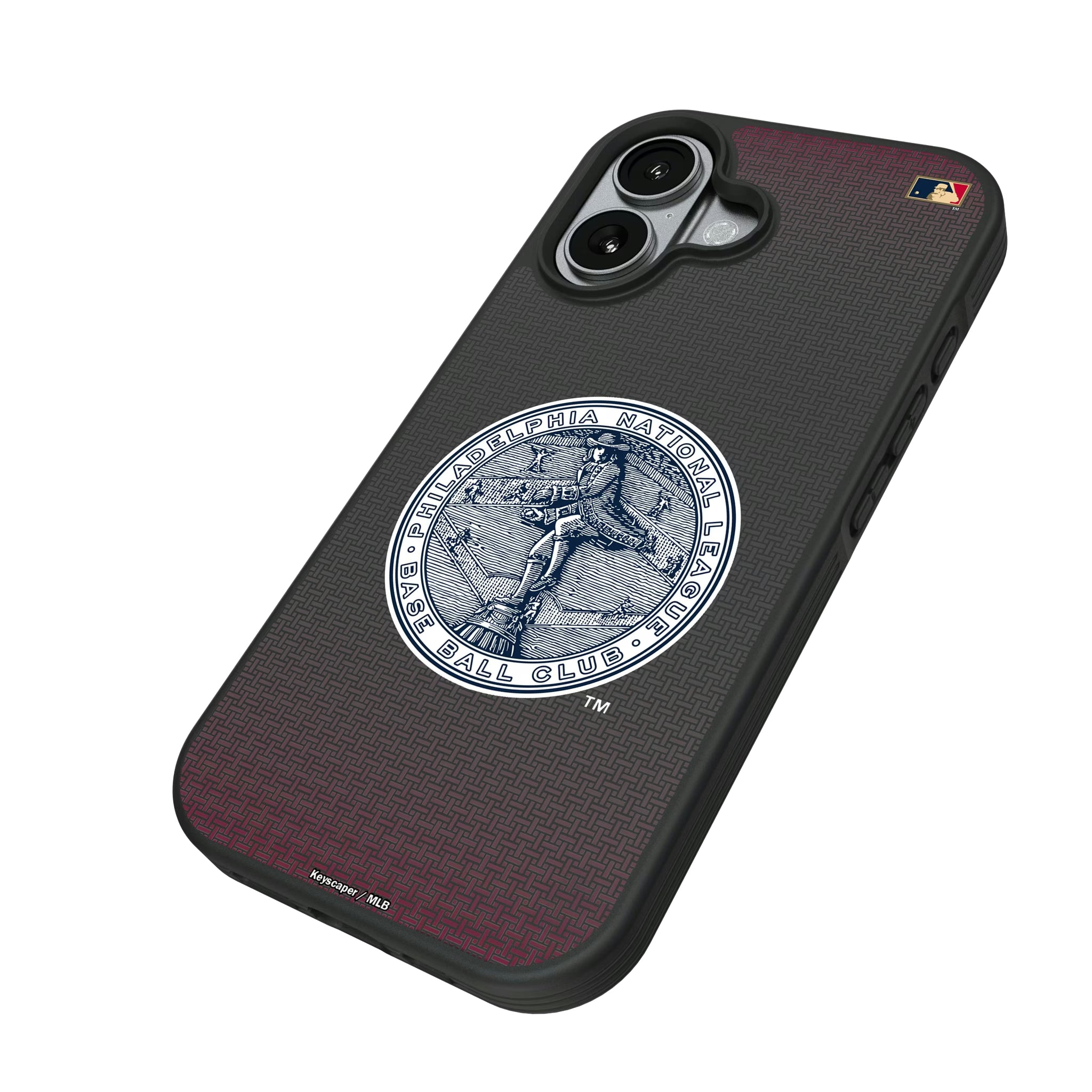 Philadelphia Phillies 1915-1943 - Cooperstown Collection Linen iPhone Bump Phone Case for Apple iPhone - Isometric View#Device_iPhone 17