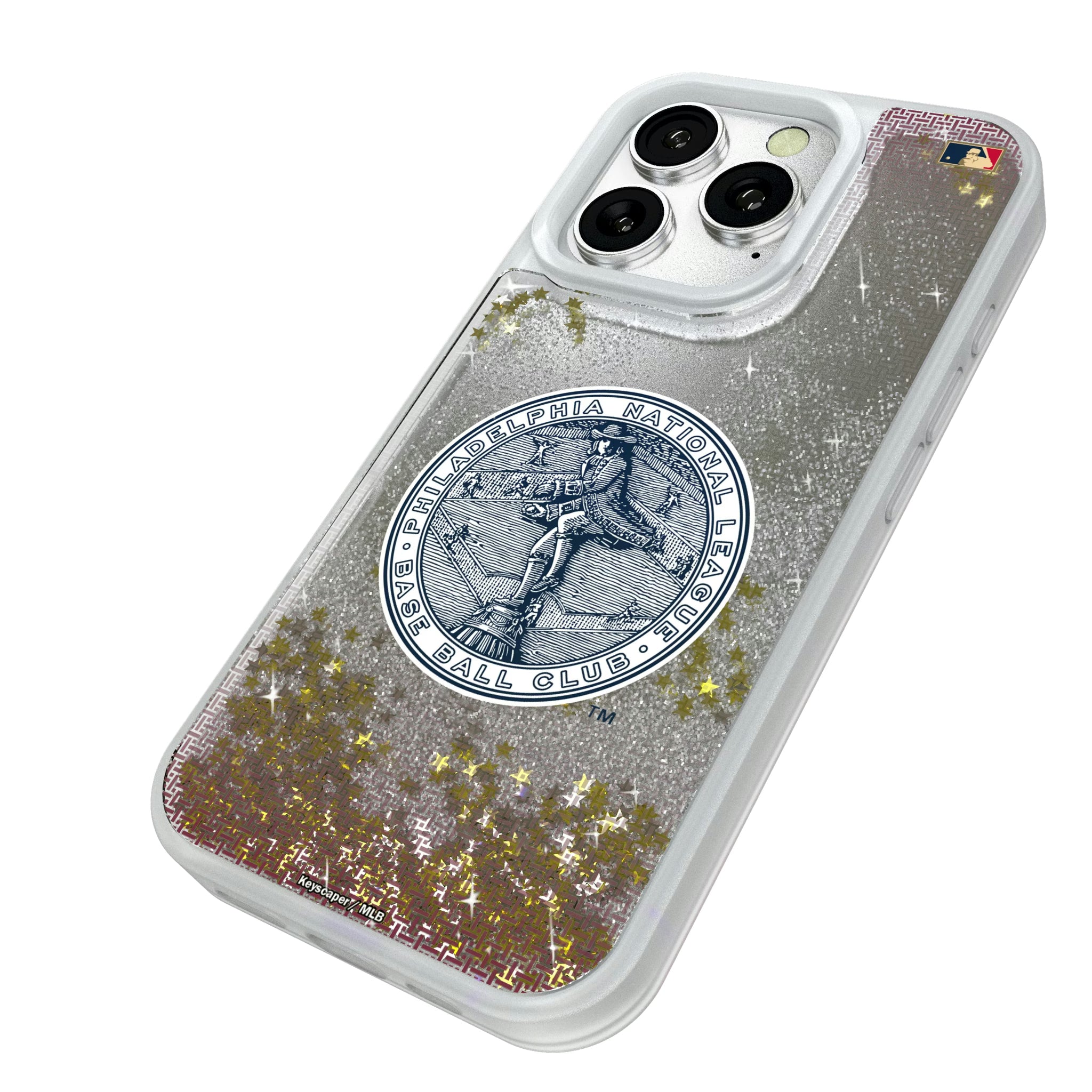 Philadelphia Phillies 1915-1943 - Cooperstown Collection Linen iPhone Glitter Phone Case for Apple iPhone - Isometric View#Device_iPhone 16 Pro