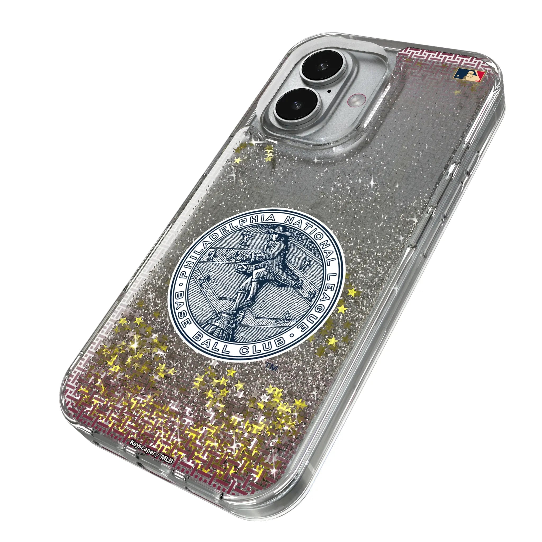 Philadelphia Phillies 1915-1943 - Cooperstown Collection Linen iPhone Glitter Phone Case for Apple iPhone - Isometric View