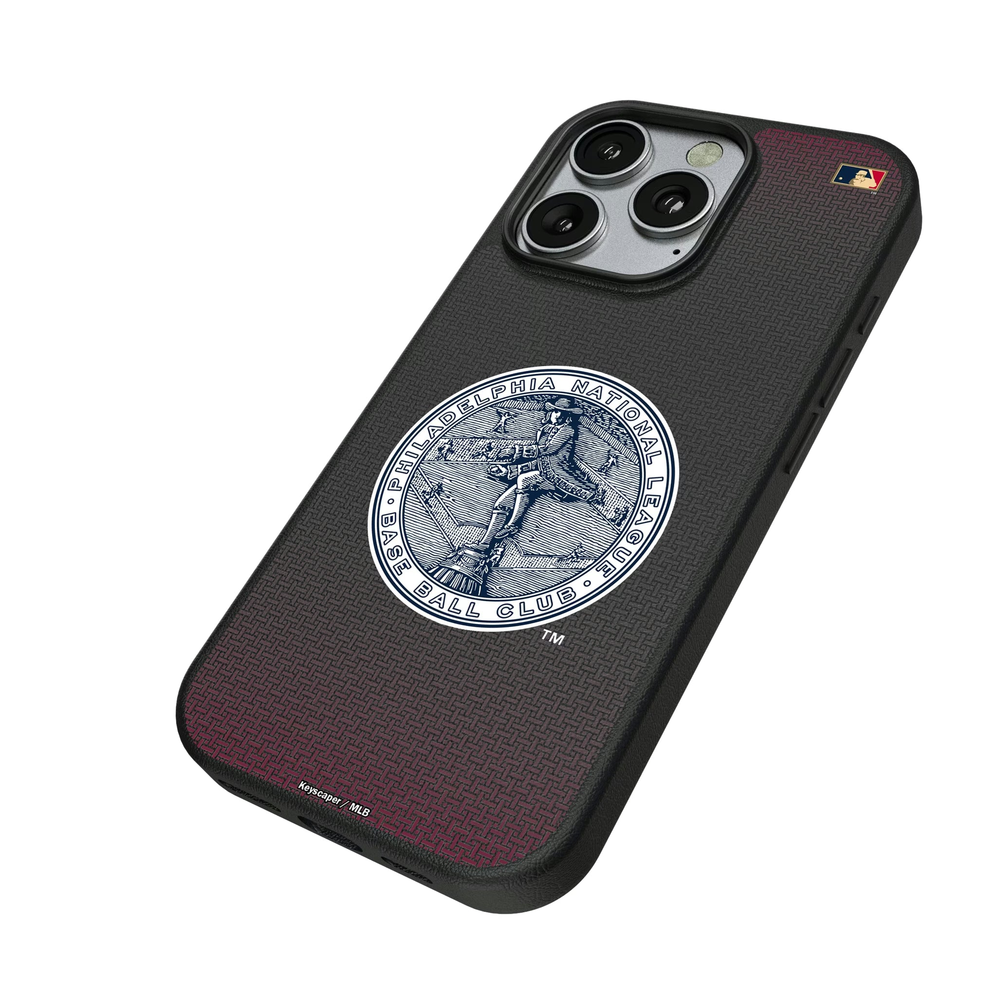 Philadelphia Phillies 1915-1943 - Cooperstown Collection Linen iPhone MagSafe Compatible Phone Case for Apple iPhone - Isometric View