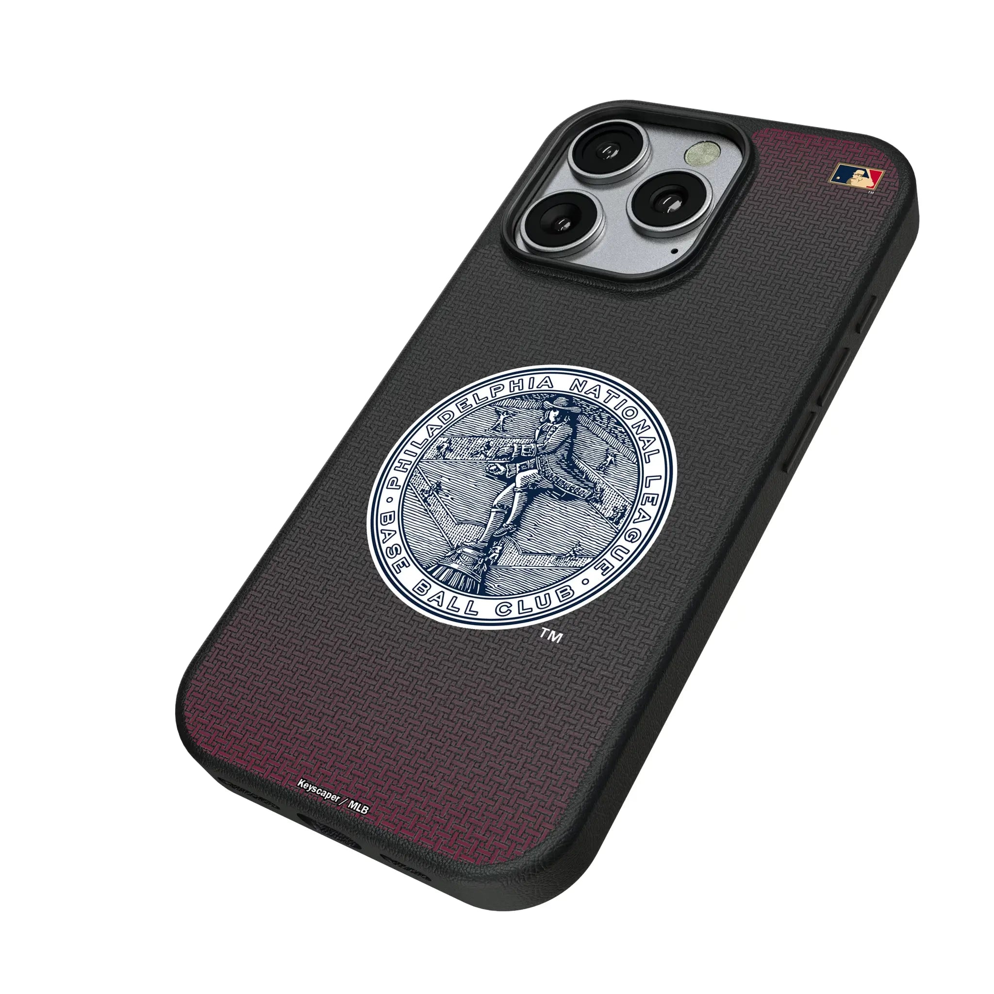Philadelphia Phillies 1915-1943 - Cooperstown Collection Linen iPhone MagSafe Compatible Phone Case for Apple iPhone - Isometric View