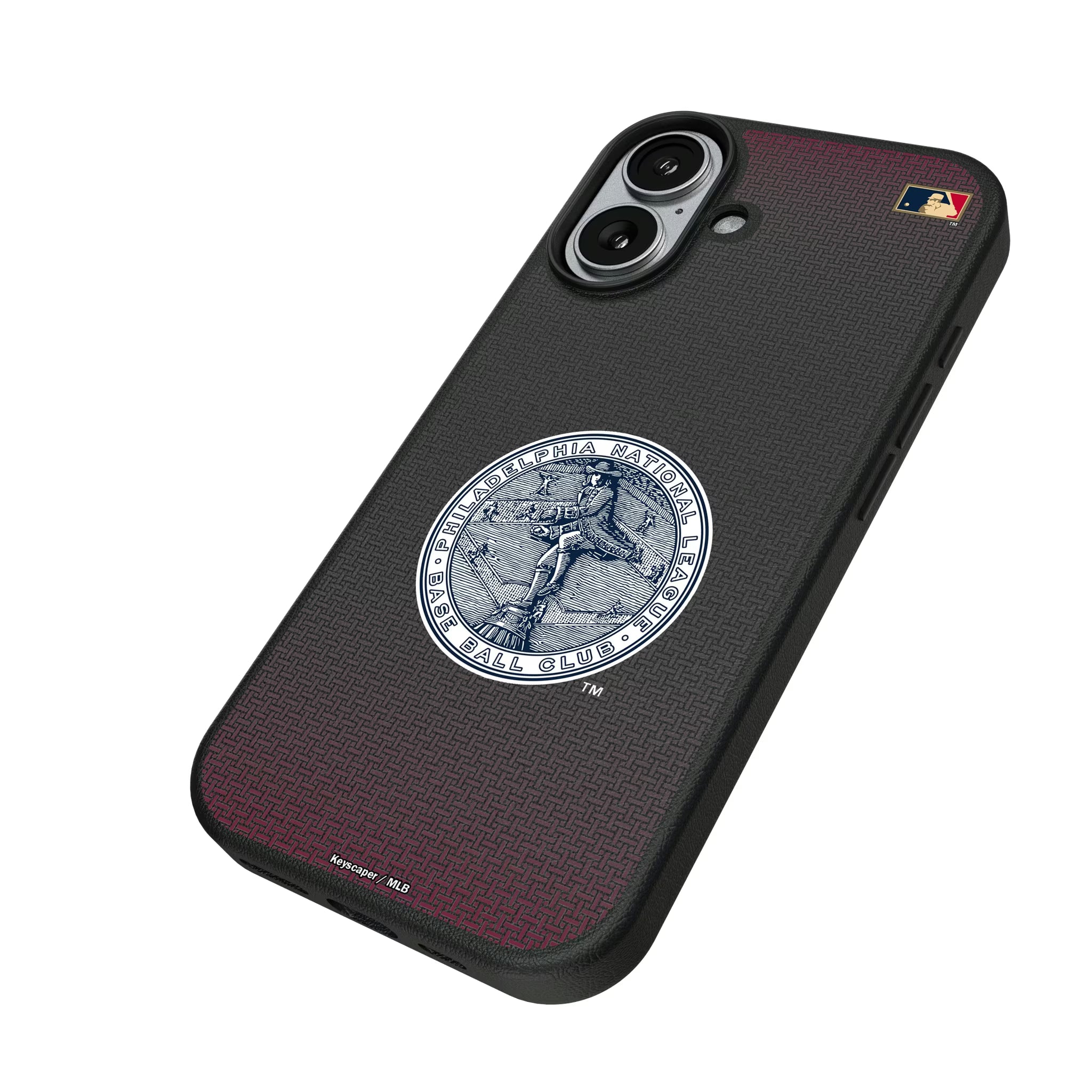 Philadelphia Phillies 1915-1943 - Cooperstown Collection Linen iPhone MagSafe Compatible Phone Case for Apple iPhone - Isometric View#Device_iPhone 17
