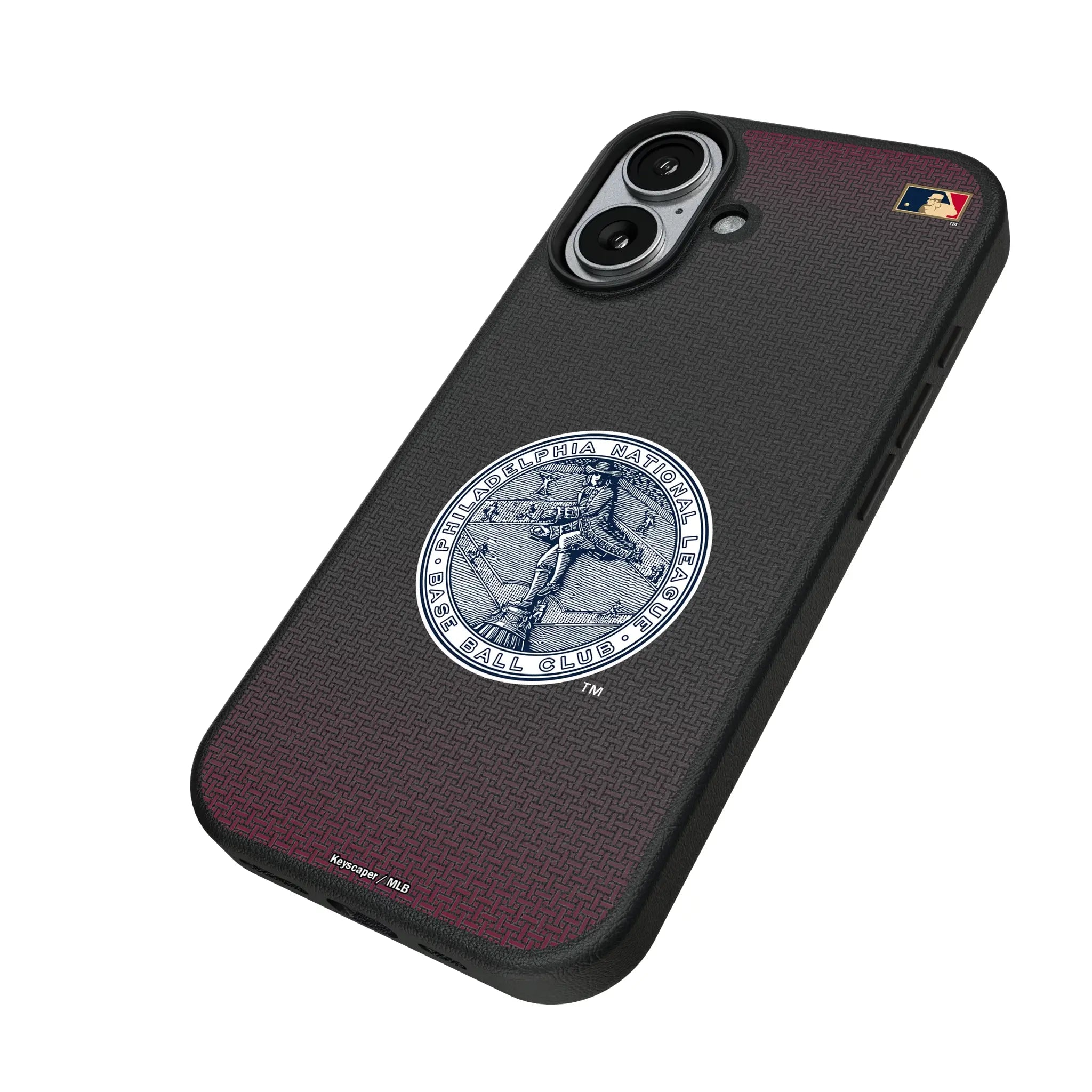 Philadelphia Phillies 1915-1943 - Cooperstown Collection Linen iPhone MagSafe Compatible Phone Case for Apple iPhone - Isometric View#Device_iPhone 17