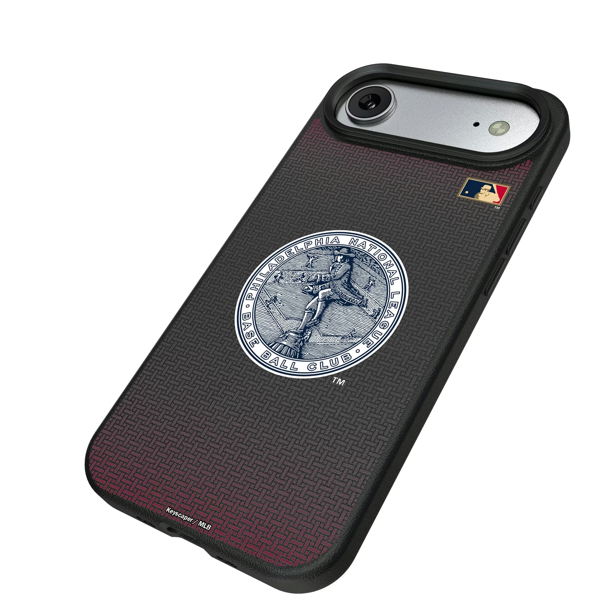 Philadelphia Phillies 1915-1943 - Cooperstown Collection Linen iPhone MagSafe Compatible Phone Case for Apple iPhone - Isometric View#Device_iPhone Air