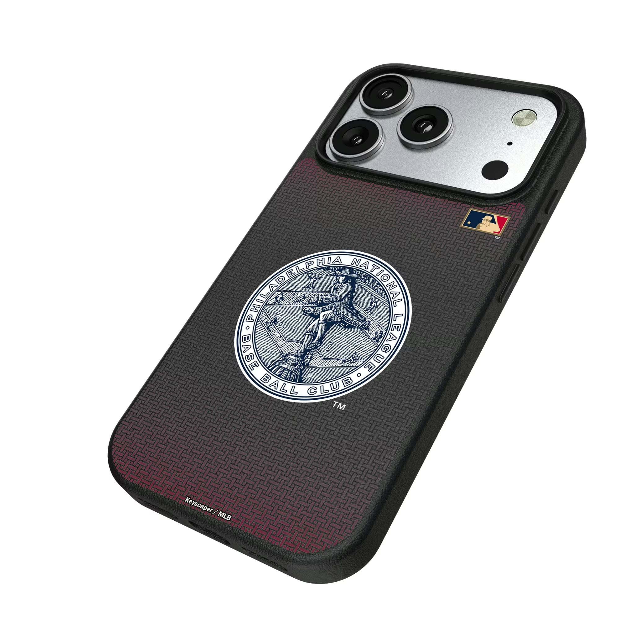 Philadelphia Phillies 1915-1943 - Cooperstown Collection Linen iPhone MagSafe Compatible Phone Case for Apple iPhone - Isometric View#Device_iPhone 17 Pro