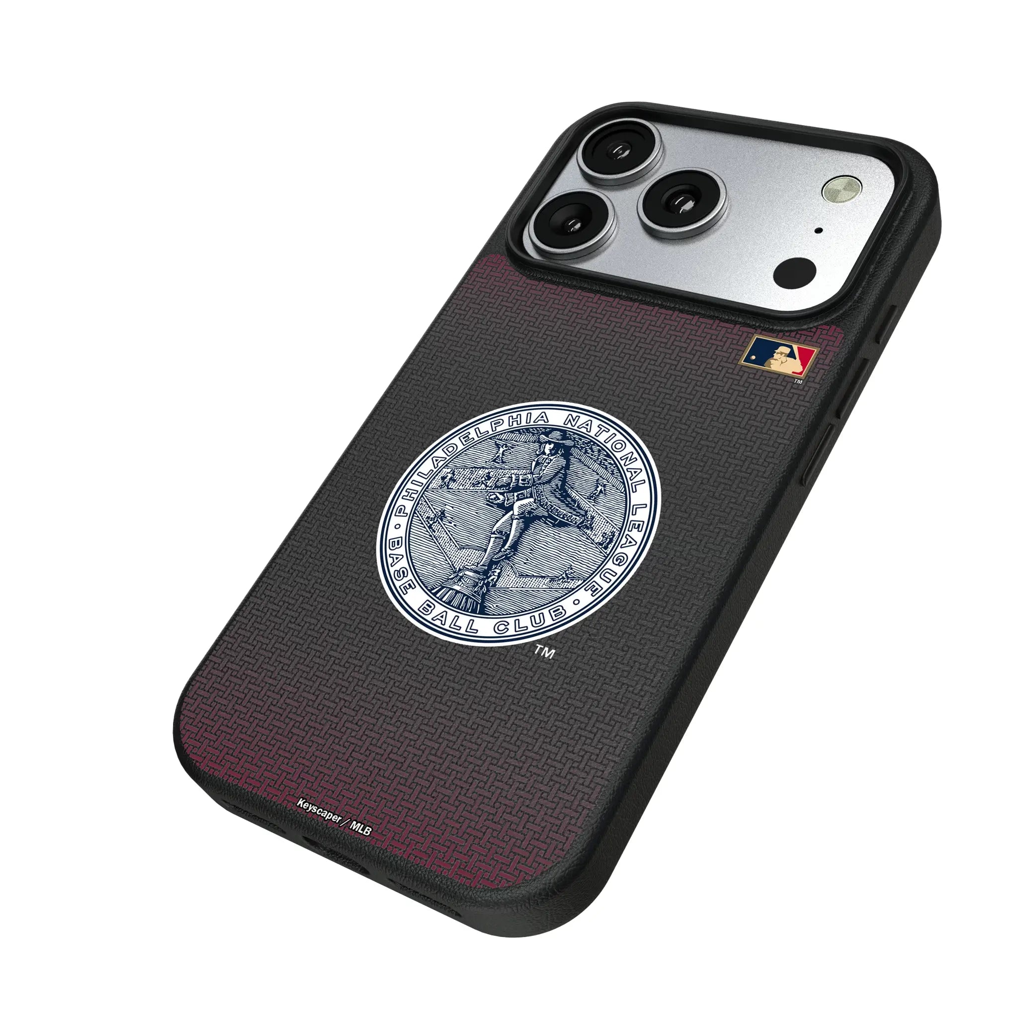 Philadelphia Phillies 1915-1943 - Cooperstown Collection Linen iPhone MagSafe Compatible Phone Case for Apple iPhone - Isometric View#Device_iPhone 17 Pro