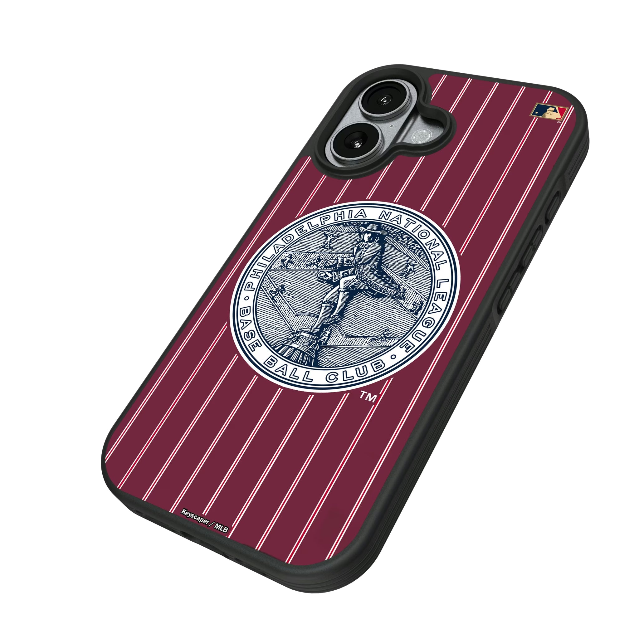 Philadelphia Phillies 1915-1943 - Cooperstown Collection Pinstripe iPhone Bump Phone Case for Apple iPhone - Isometric View#Device_iPhone 17