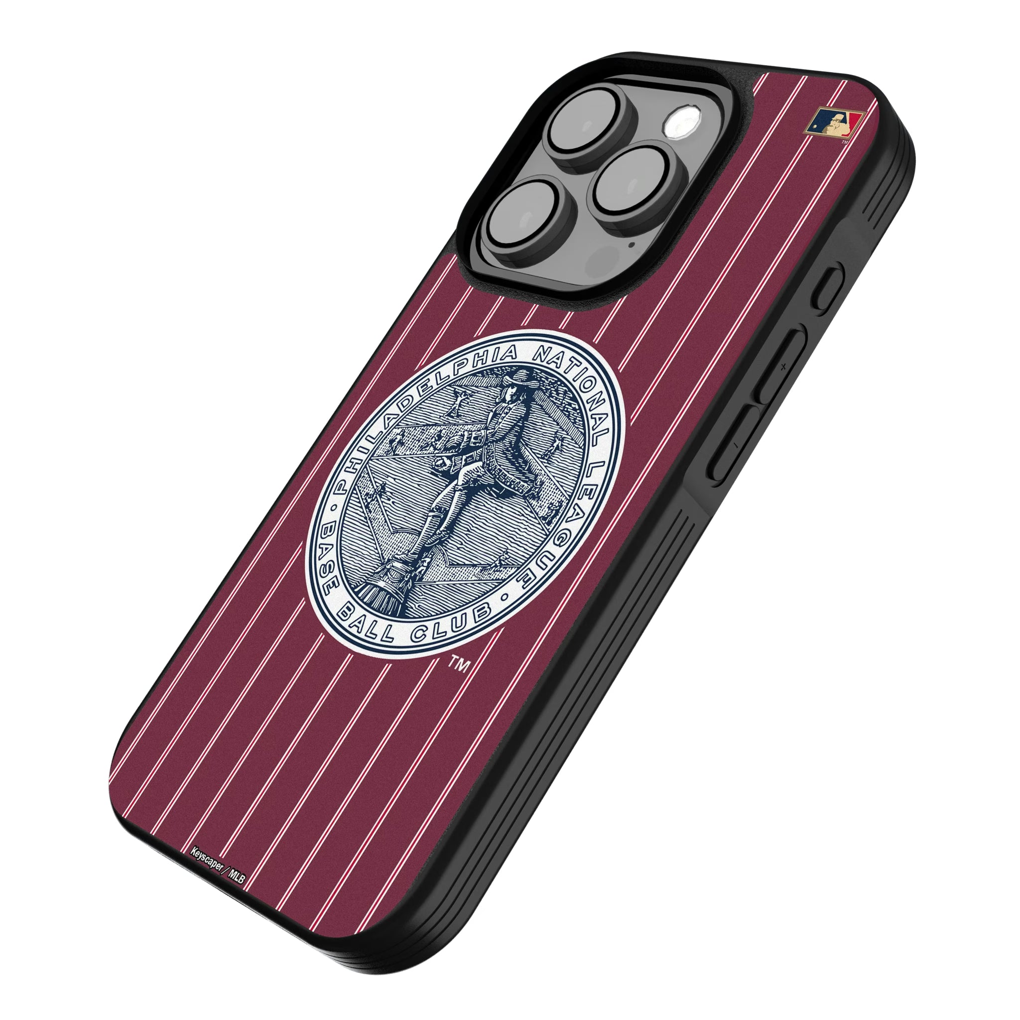 Philadelphia Phillies 1915-1943 - Cooperstown Collection Pinstripe iPhone Bump Phone Case for Apple iPhone - Isometric View