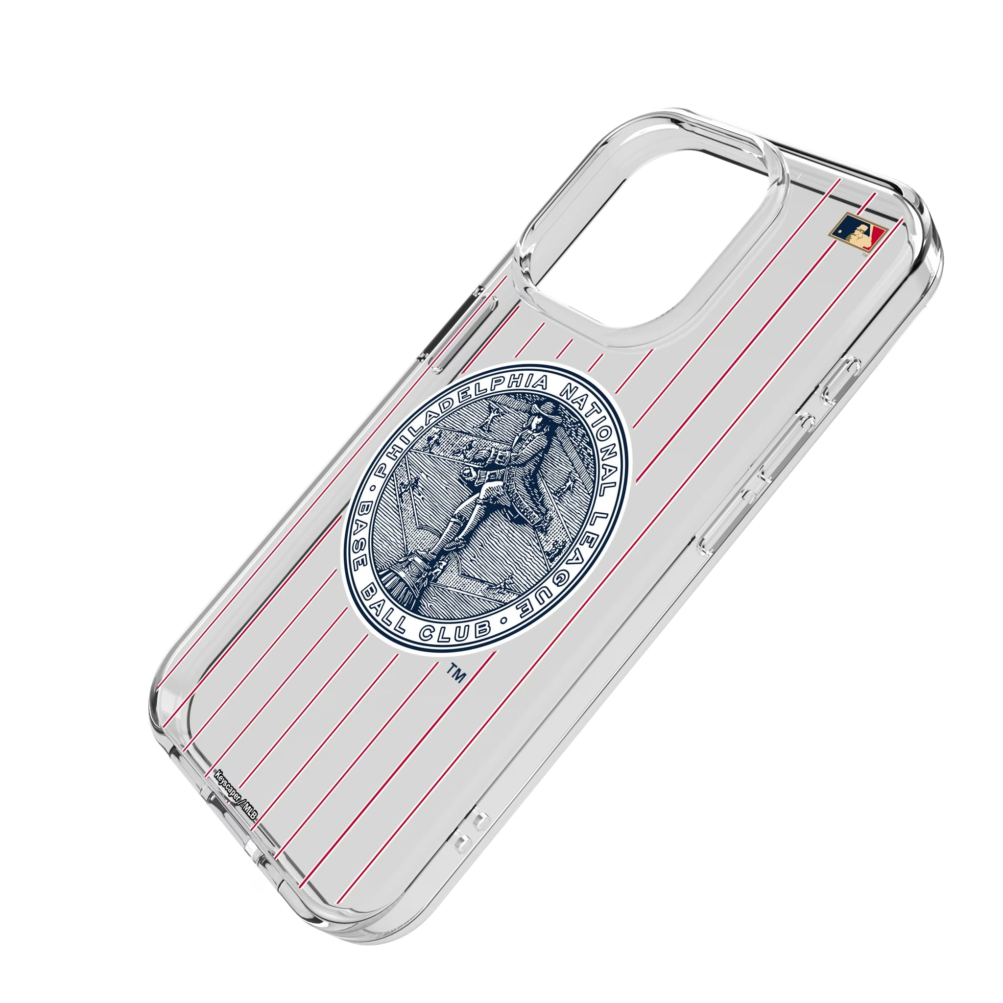 Philadelphia Phillies 1915-1943 - Cooperstown Collection Pinstripe iPhone Clear Phone Case for Apple iPhone - Isometric View