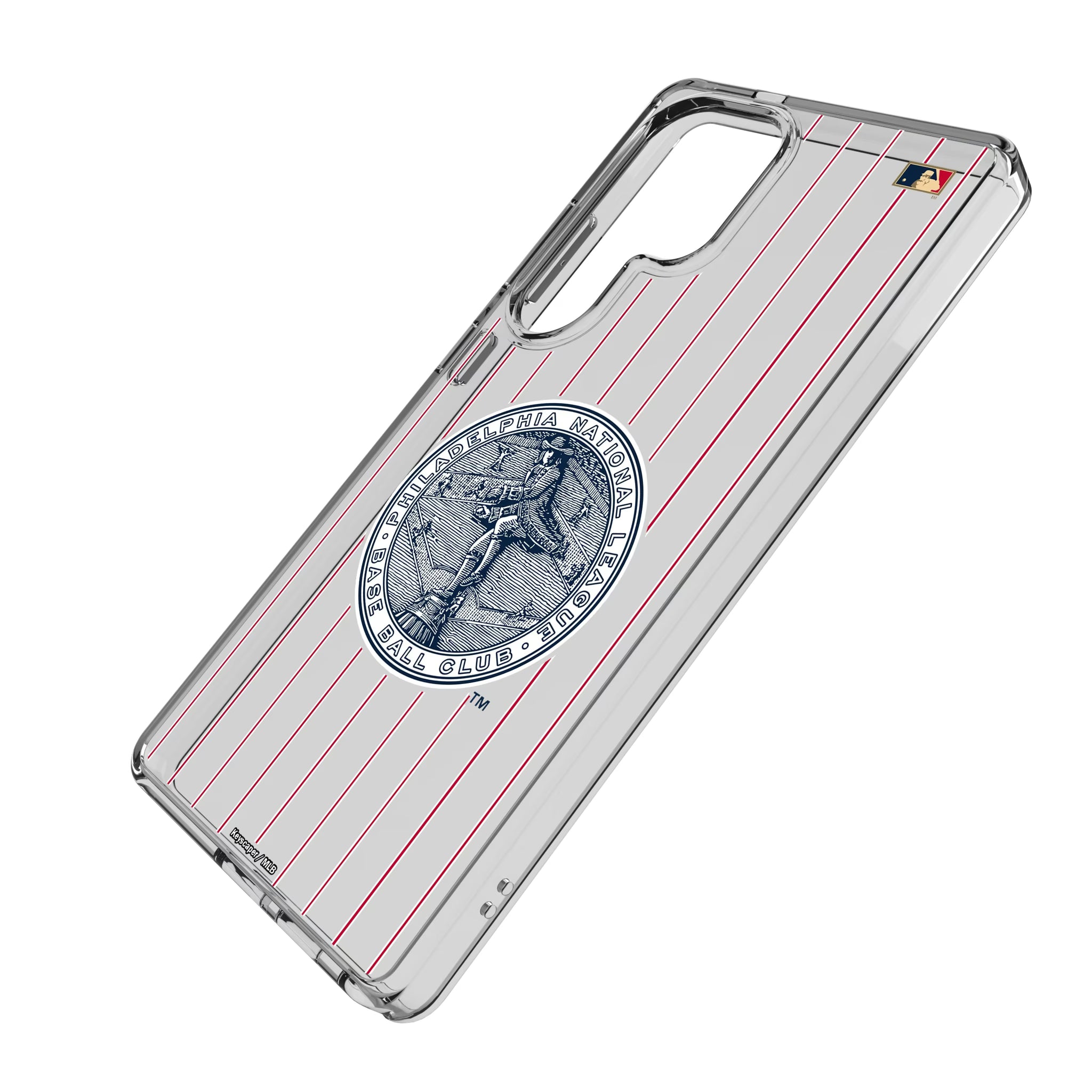 Philadelphia Phillies 1915-1943 - Cooperstown Collection Pinstripe Galaxy Clear Phone Case for Samsung Galaxy - Isometric View