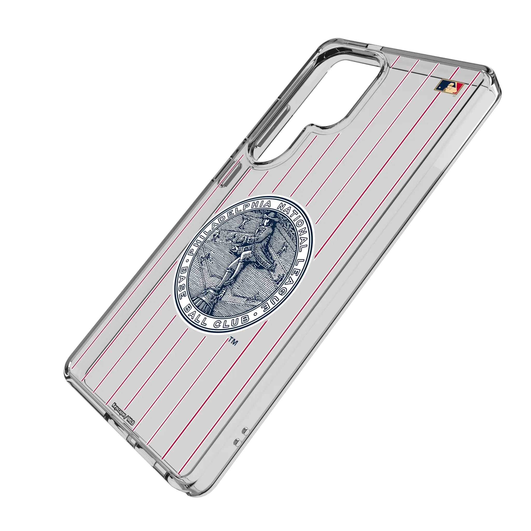 Philadelphia Phillies 1915-1943 - Cooperstown Collection Pinstripe Galaxy Clear Phone Case for Samsung Galaxy - Isometric View#Device_Galaxy S25 Ultra