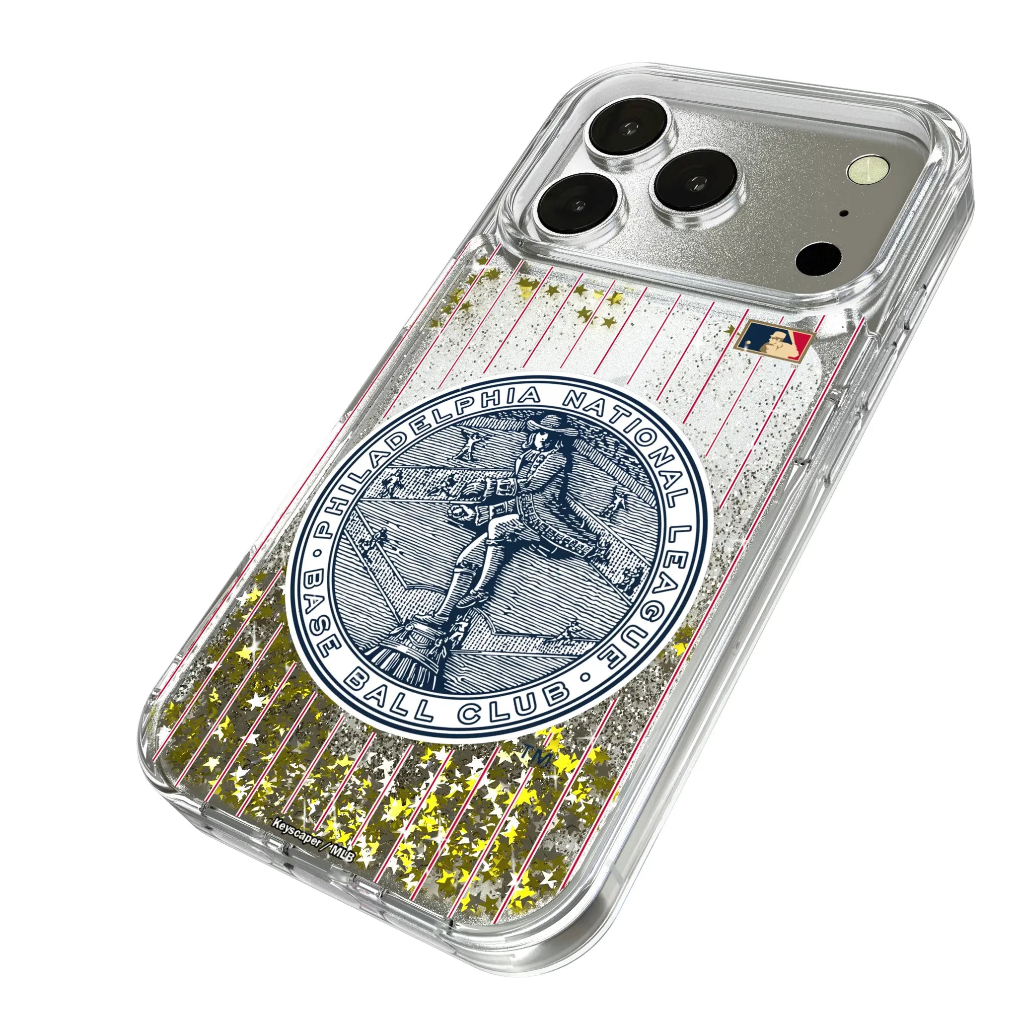 Philadelphia Phillies 1915-1943 - Cooperstown Collection Pinstripe iPhone Glitter Phone Case for Apple iPhone - Isometric View
