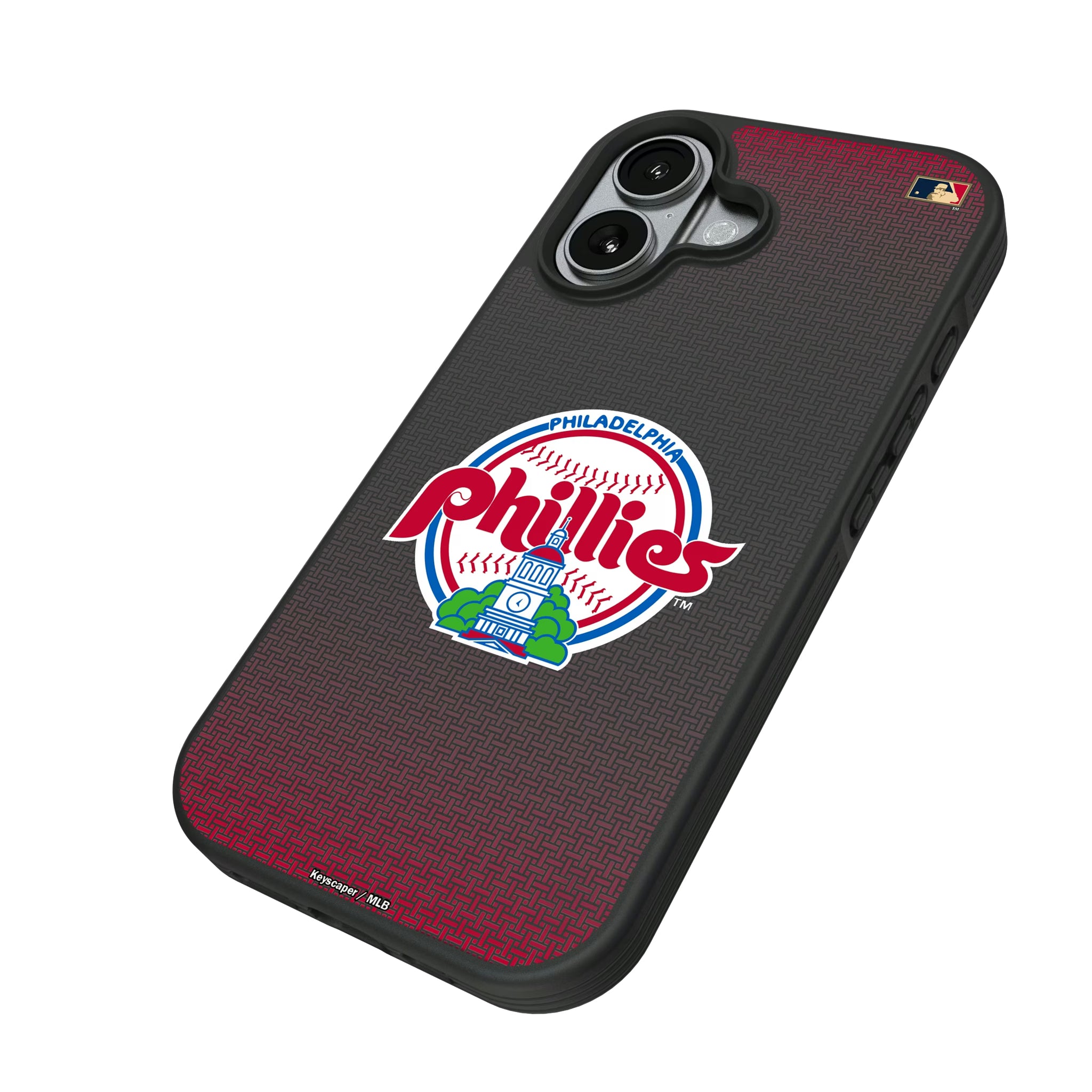 Philadelphia Phillies 1984-1991 - Cooperstown Collection Linen iPhone Bump Phone Case for Apple iPhone - Isometric View#Device_iPhone 17