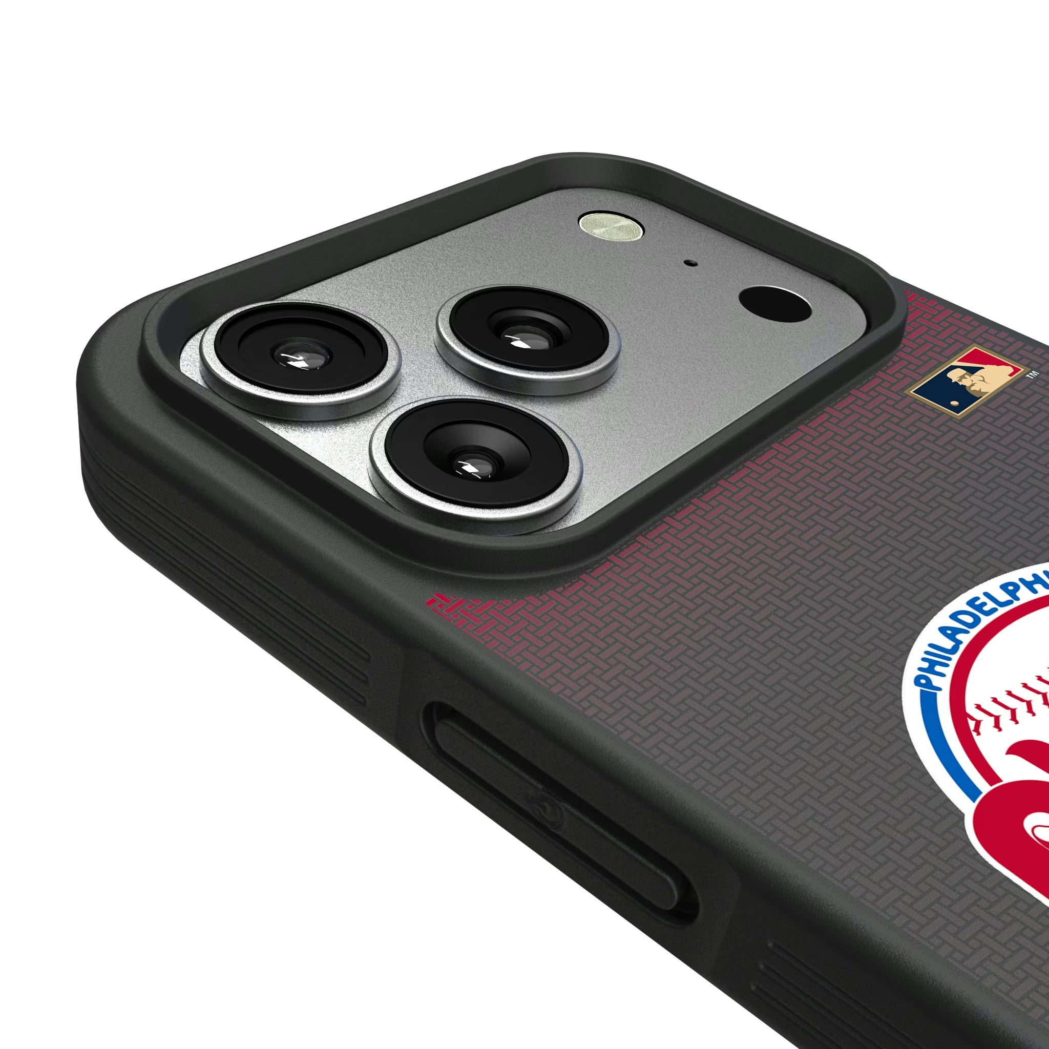 Philadelphia Phillies 1984-1991 - Cooperstown Collection Linen iPhone Bump Phone Case for Apple iPhone - Detail#Device_iPhone 17 Pro