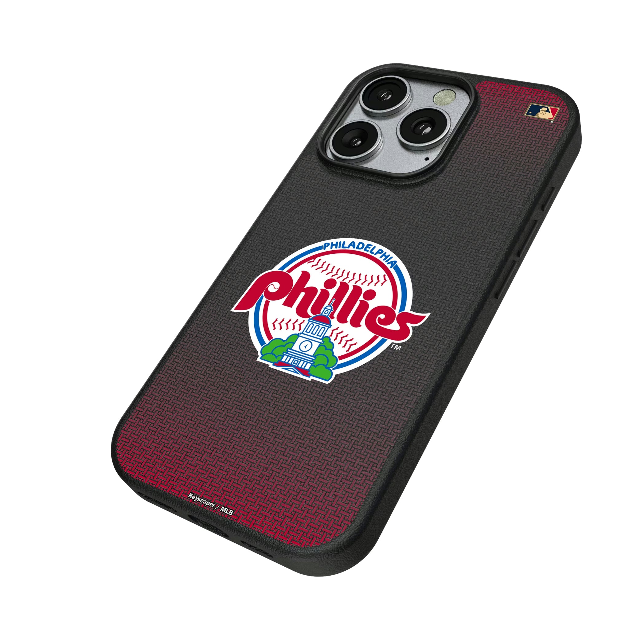 Philadelphia Phillies 1984-1991 - Cooperstown Collection Linen iPhone MagSafe Compatible Phone Case for Apple iPhone - Isometric View
