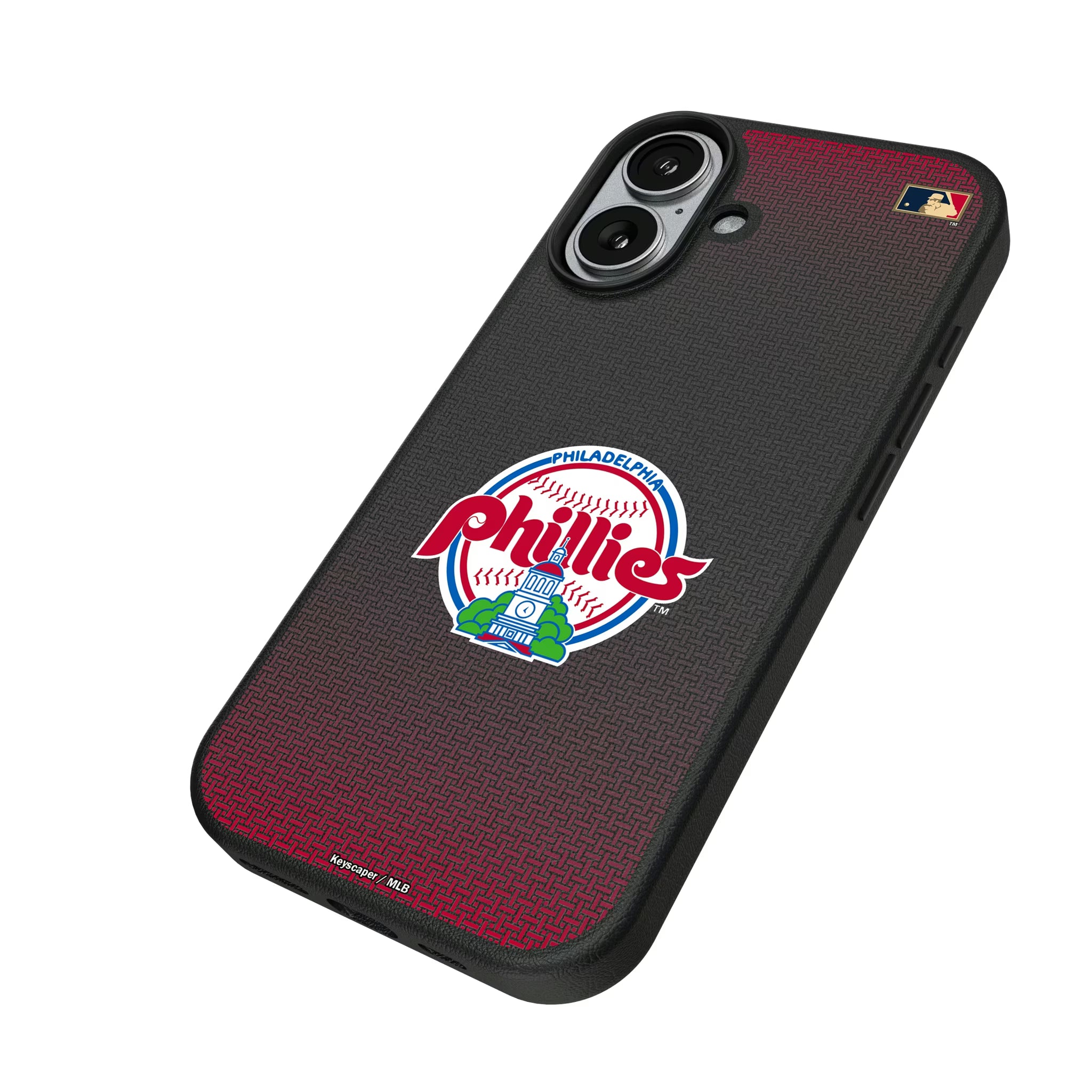 Philadelphia Phillies 1984-1991 - Cooperstown Collection Linen iPhone MagSafe Compatible Phone Case for Apple iPhone - Isometric View#Device_iPhone 17