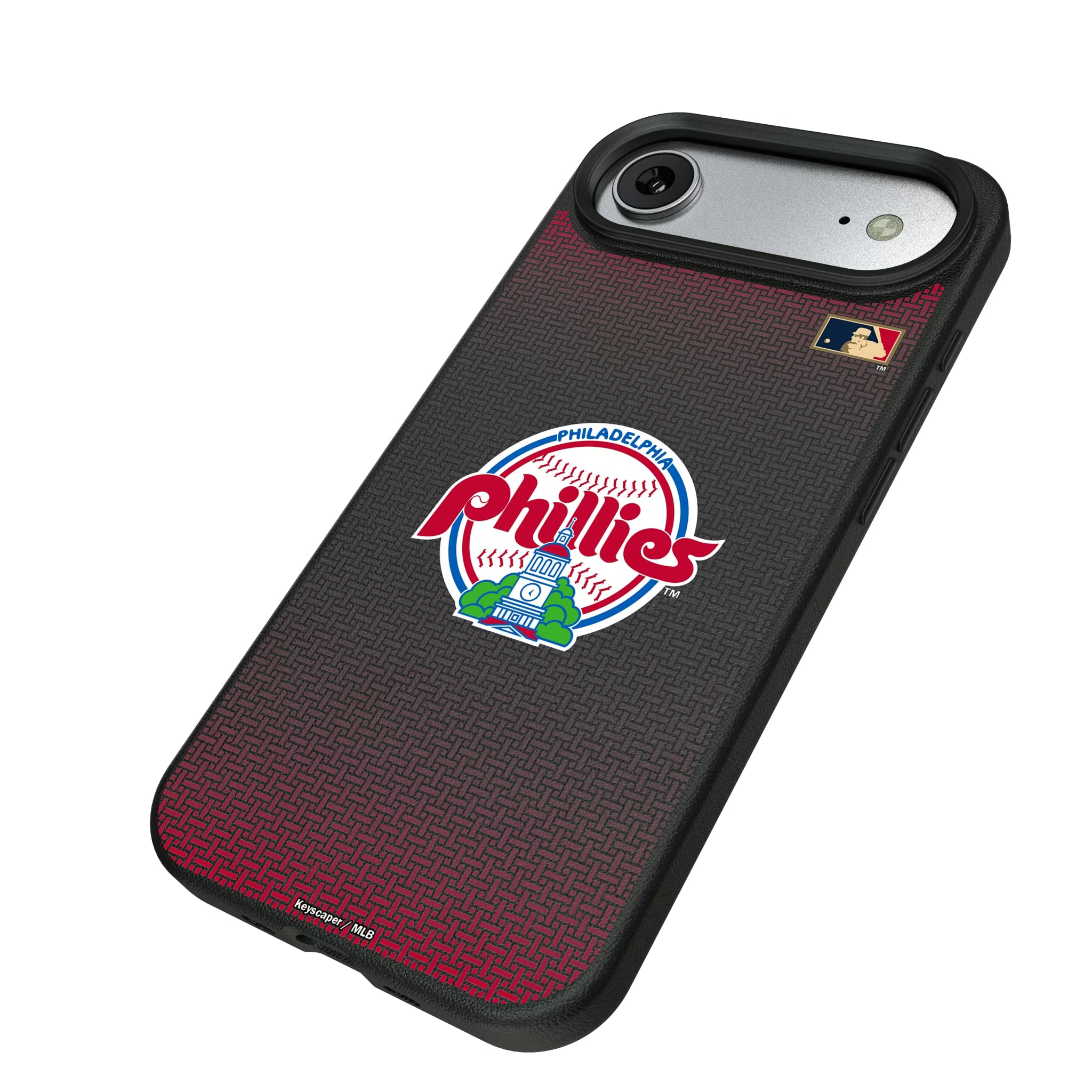 Philadelphia Phillies 1984-1991 - Cooperstown Collection Linen iPhone MagSafe Compatible Phone Case for Apple iPhone - Isometric View#Device_iPhone Air