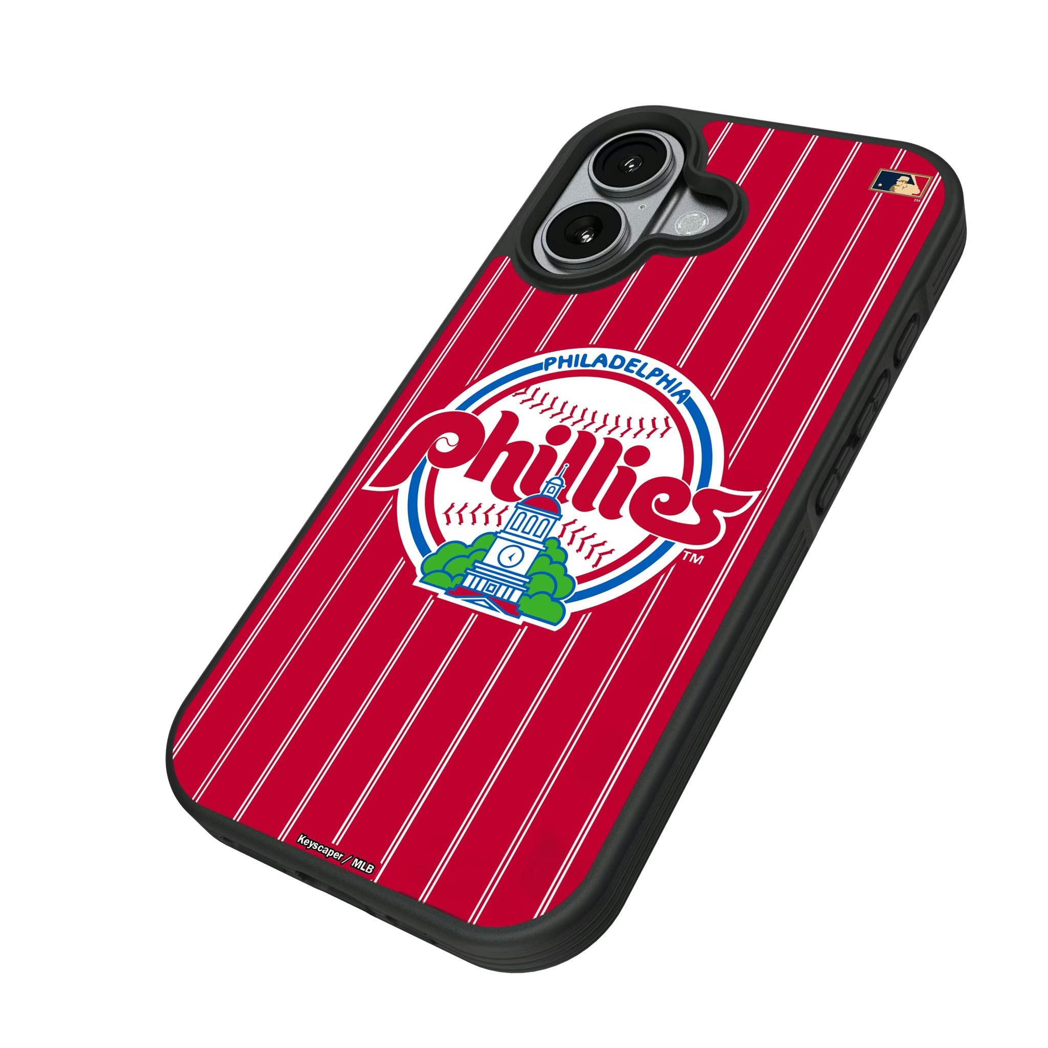 Philadelphia Phillies 1984-1991 - Cooperstown Collection Pinstripe iPhone Bump Phone Case for Apple iPhone - Isometric View#Device_iPhone 17