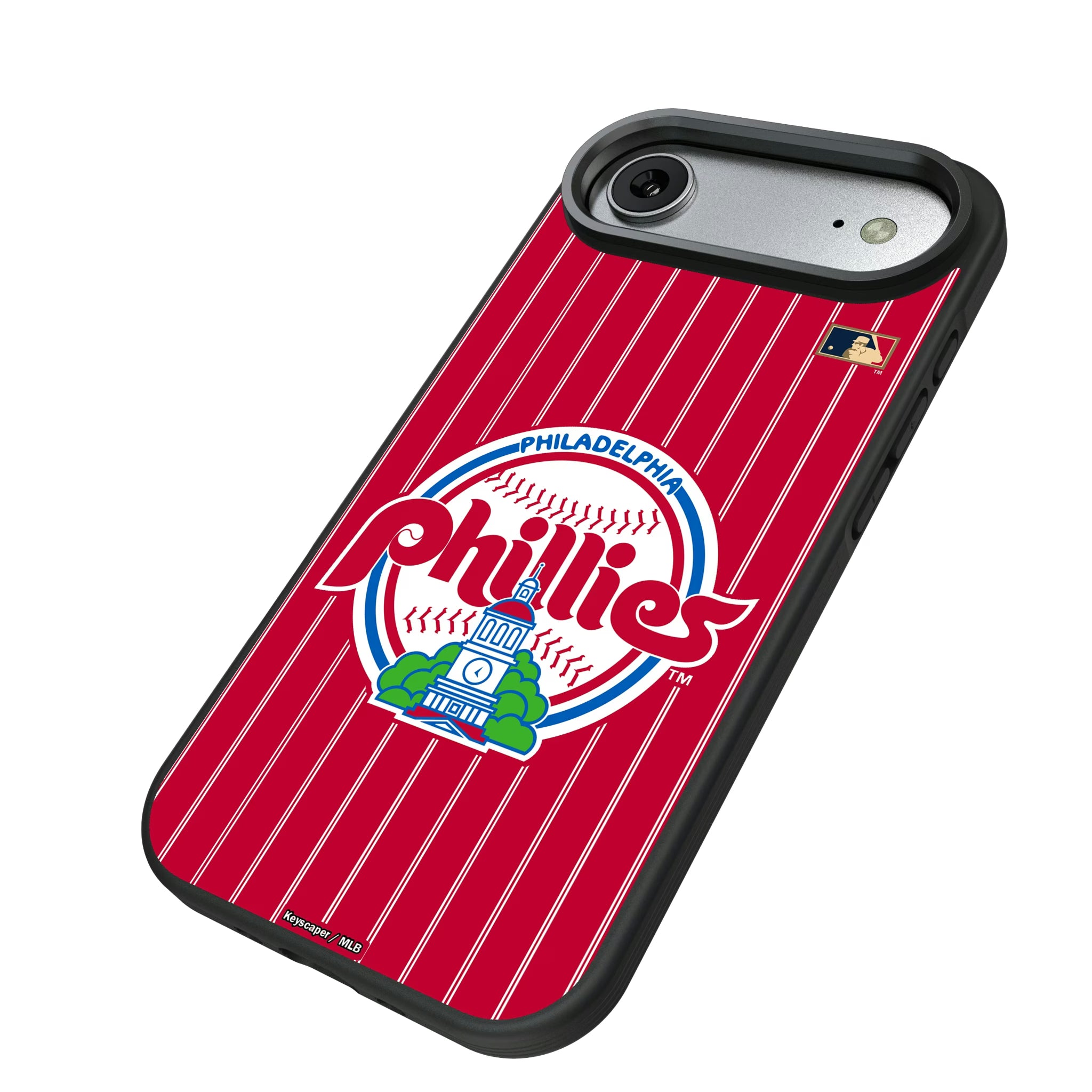 Philadelphia Phillies 1984-1991 - Cooperstown Collection Pinstripe iPhone Bump Phone Case for Apple iPhone - Isometric View#Device_iPhone Air