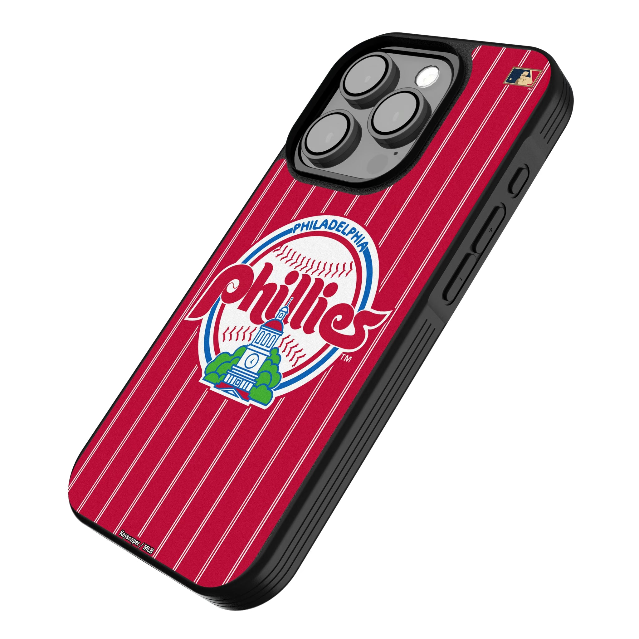 Philadelphia Phillies 1984-1991 - Cooperstown Collection Pinstripe iPhone Bump Phone Case for Apple iPhone - Isometric View