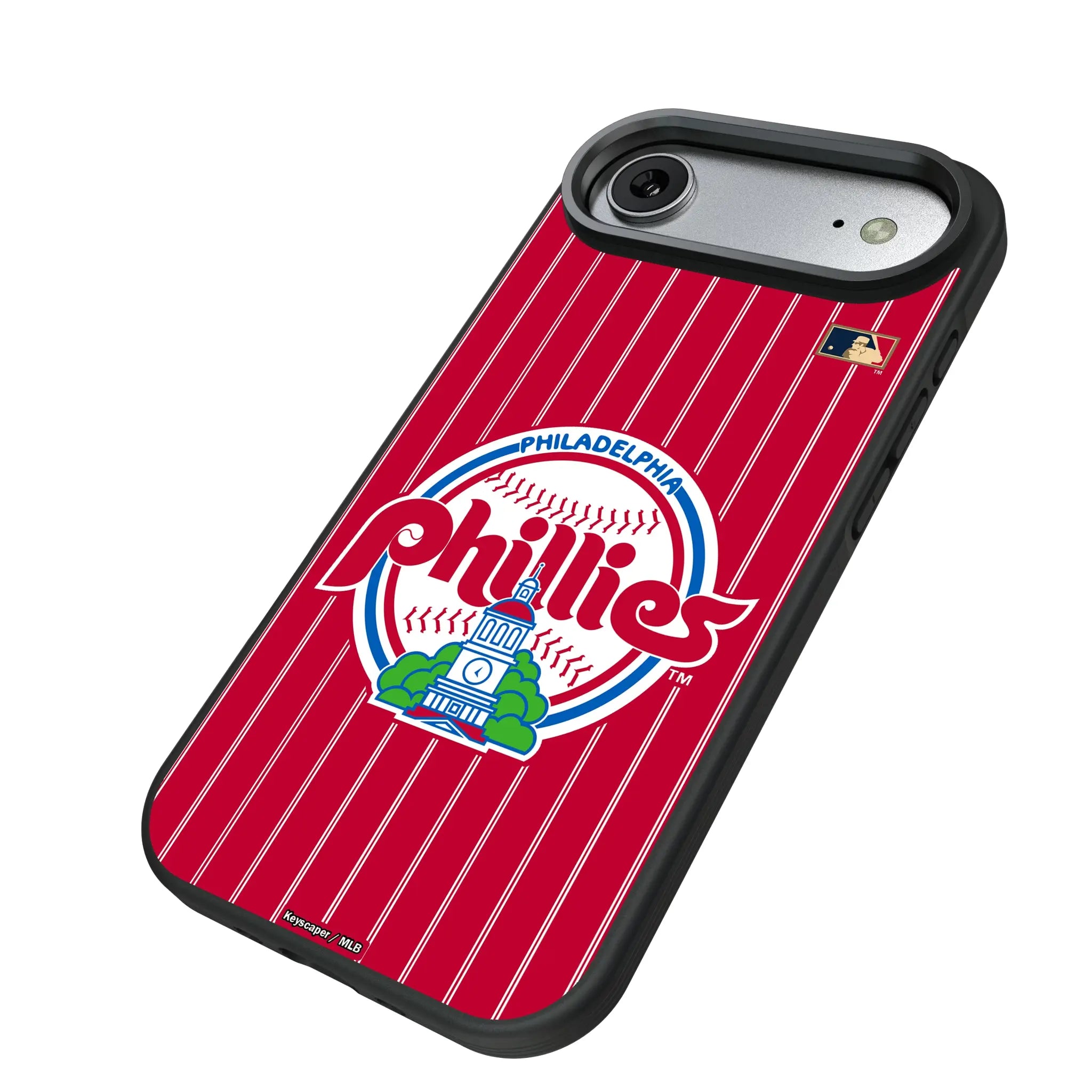 Philadelphia Phillies 1984-1991 - Cooperstown Collection Pinstripe iPhone Bump Phone Case for Apple iPhone - Isometric View#Device_iPhone Air