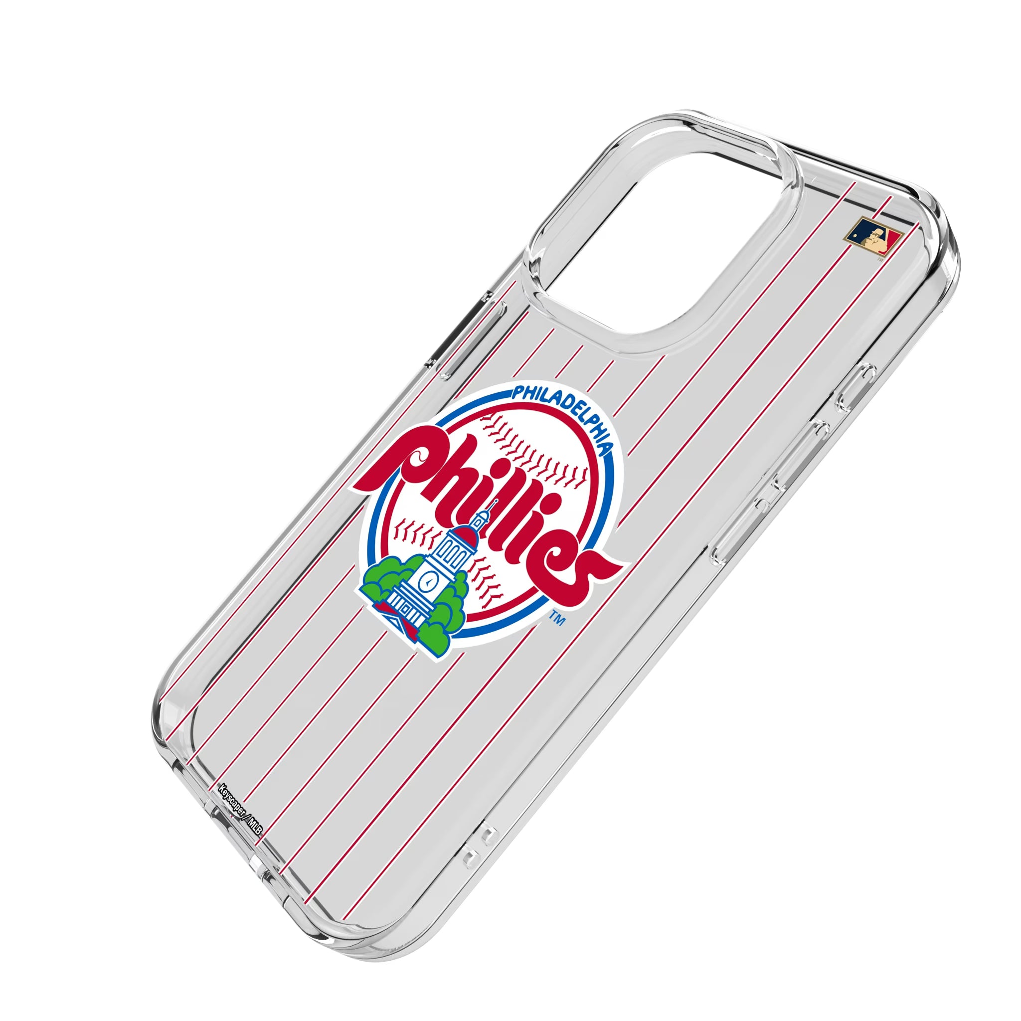 Philadelphia Phillies 1984-1991 - Cooperstown Collection Pinstripe iPhone Clear Phone Case for Apple iPhone - Isometric View
