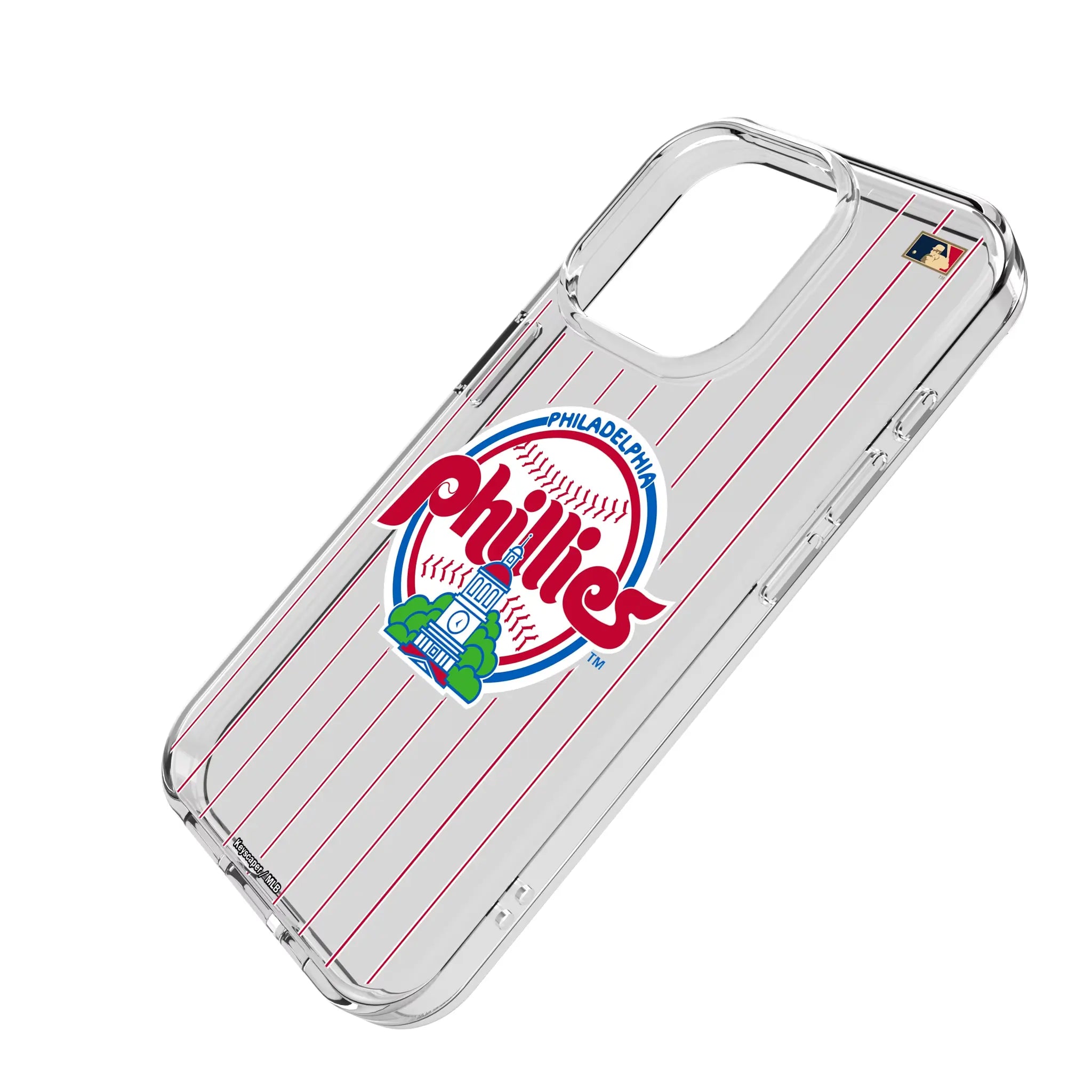 Philadelphia Phillies 1984-1991 - Cooperstown Collection Pinstripe iPhone Clear Phone Case for Apple iPhone - Isometric View