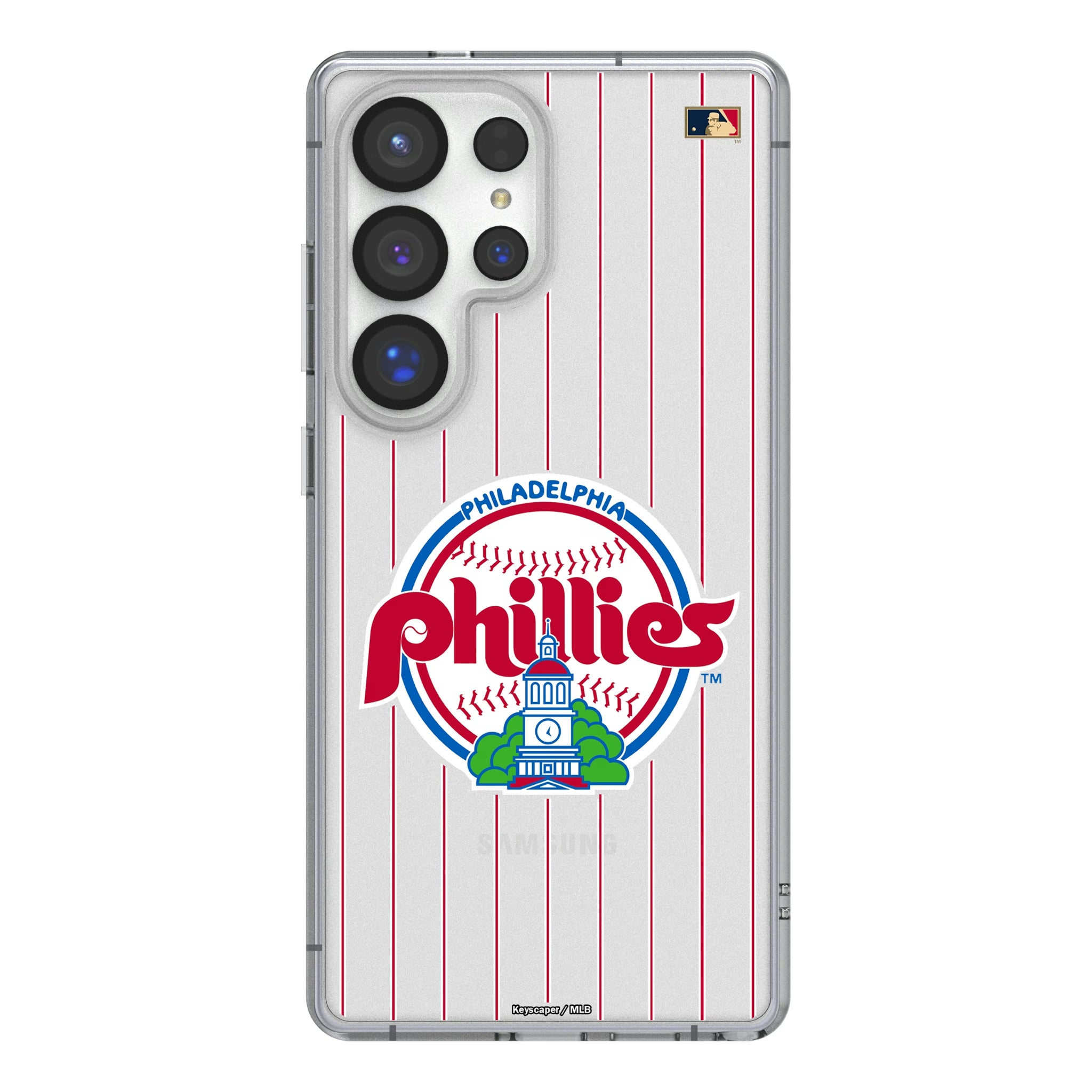 Philadelphia Phillies 1984-1991 - Cooperstown Collection Pinstripe Galaxy Clear Phone Case for Samsung Galaxy