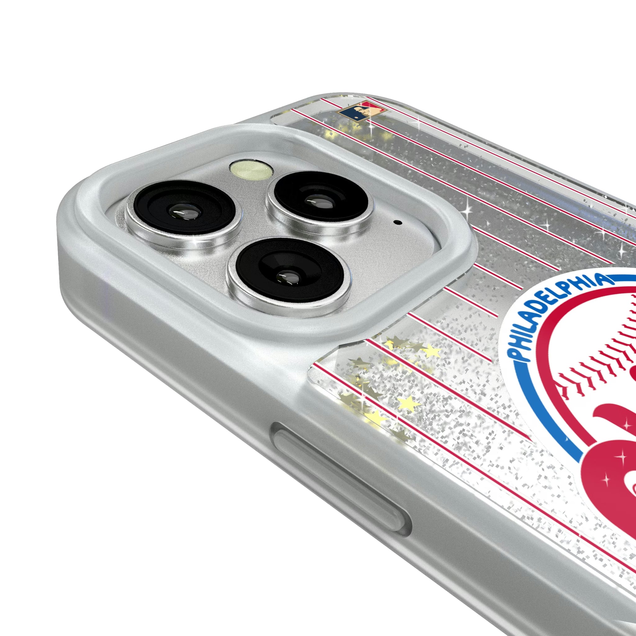 Philadelphia Phillies 1984-1991 - Cooperstown Collection Pinstripe iPhone Glitter Phone Case for Apple iPhone - Detail#Device_iPhone 16 Pro