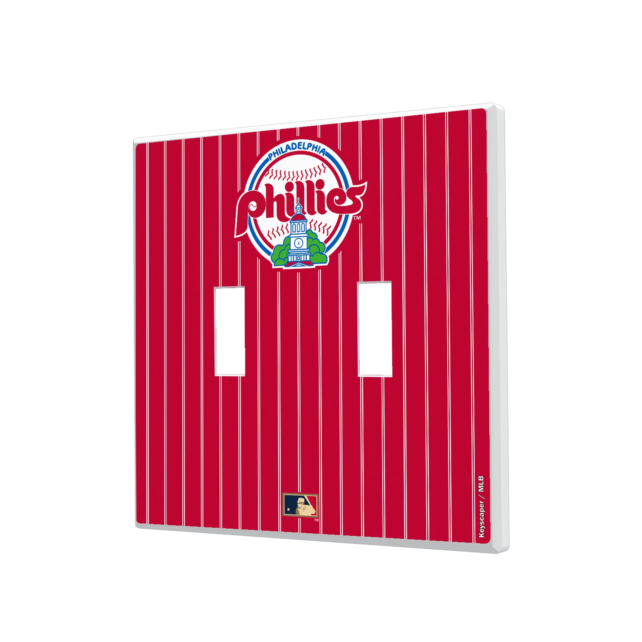 Philadelphia Phillies 1984-1991 - Cooperstown Collection Pinstripe Hidden-Screw Light Switch Plate#Style_Double Toggle