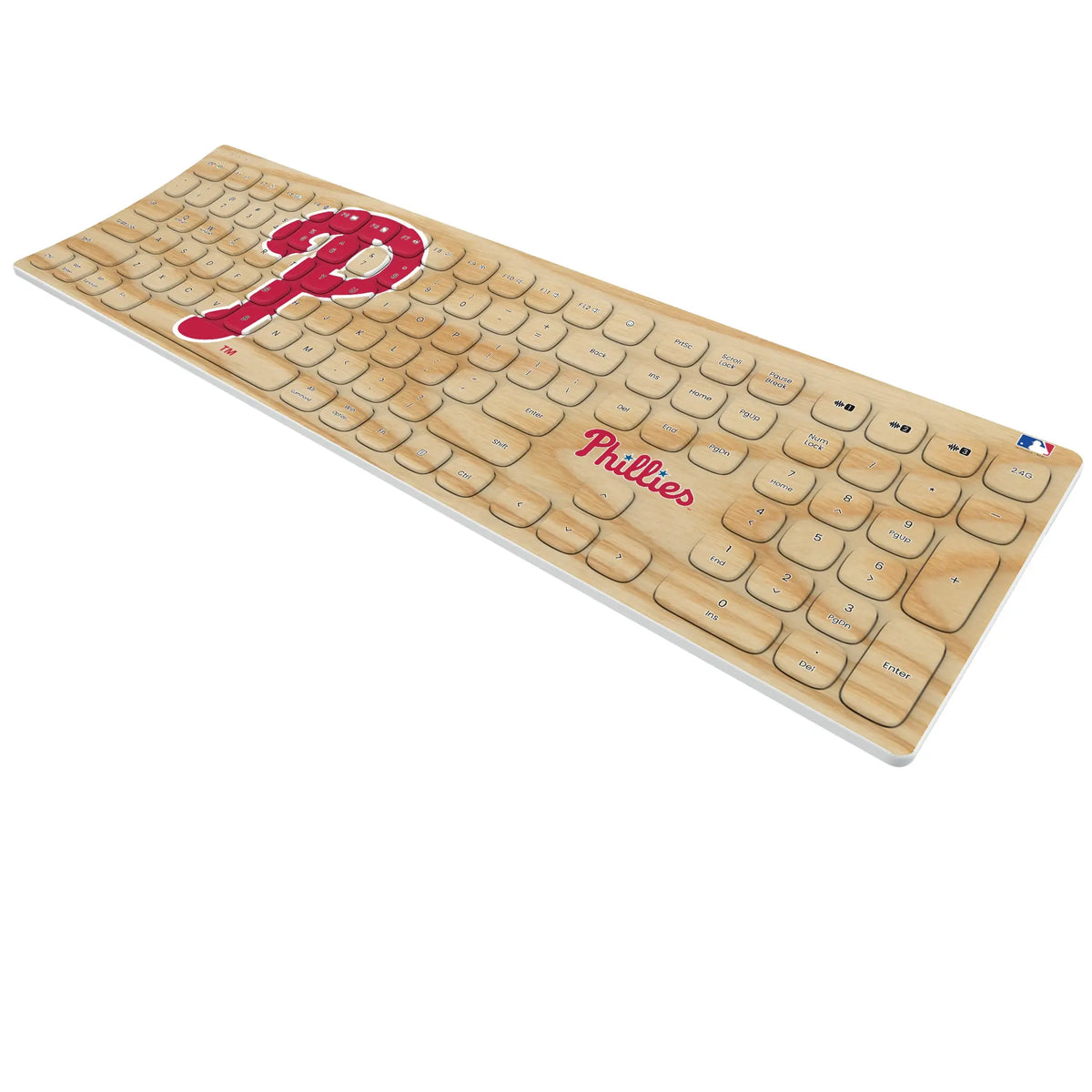 Philadelphia Phillies Baseball Bat KKB605 Curved Wireless Keyboard - Isometric View