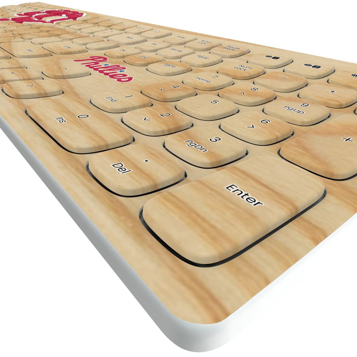 Philadelphia Phillies Baseball Bat KKB605 Curved Wireless Keyboard - Detail