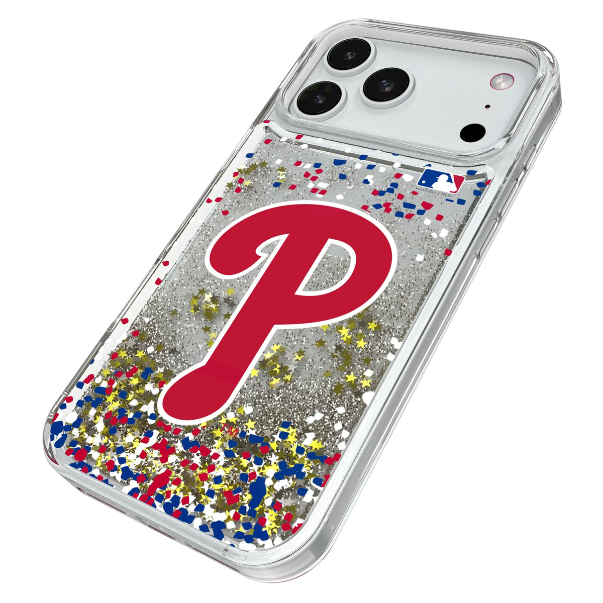 Philadelphia Phillies Confetti iPhone Glitter Phone Case for Apple iPhone - Isometric View#Device_iPhone 18 Pro Max
