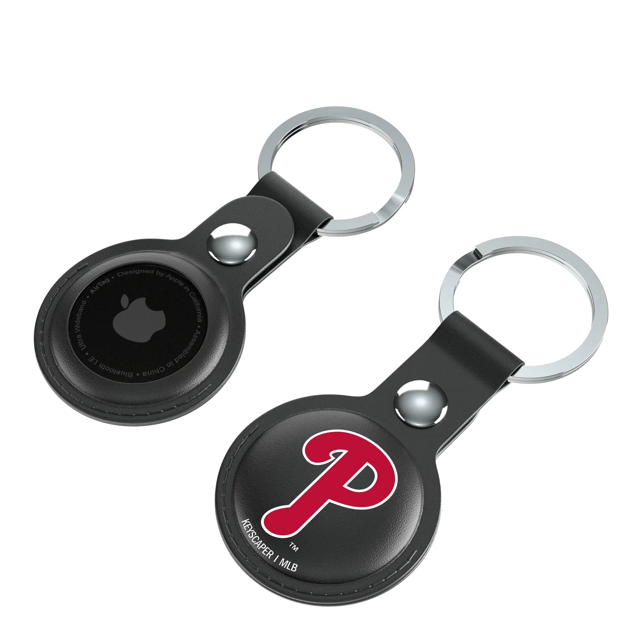 Philadelphia Phillies Insignia AirTag Black Airtag Holder 2-Pack - Isometric View