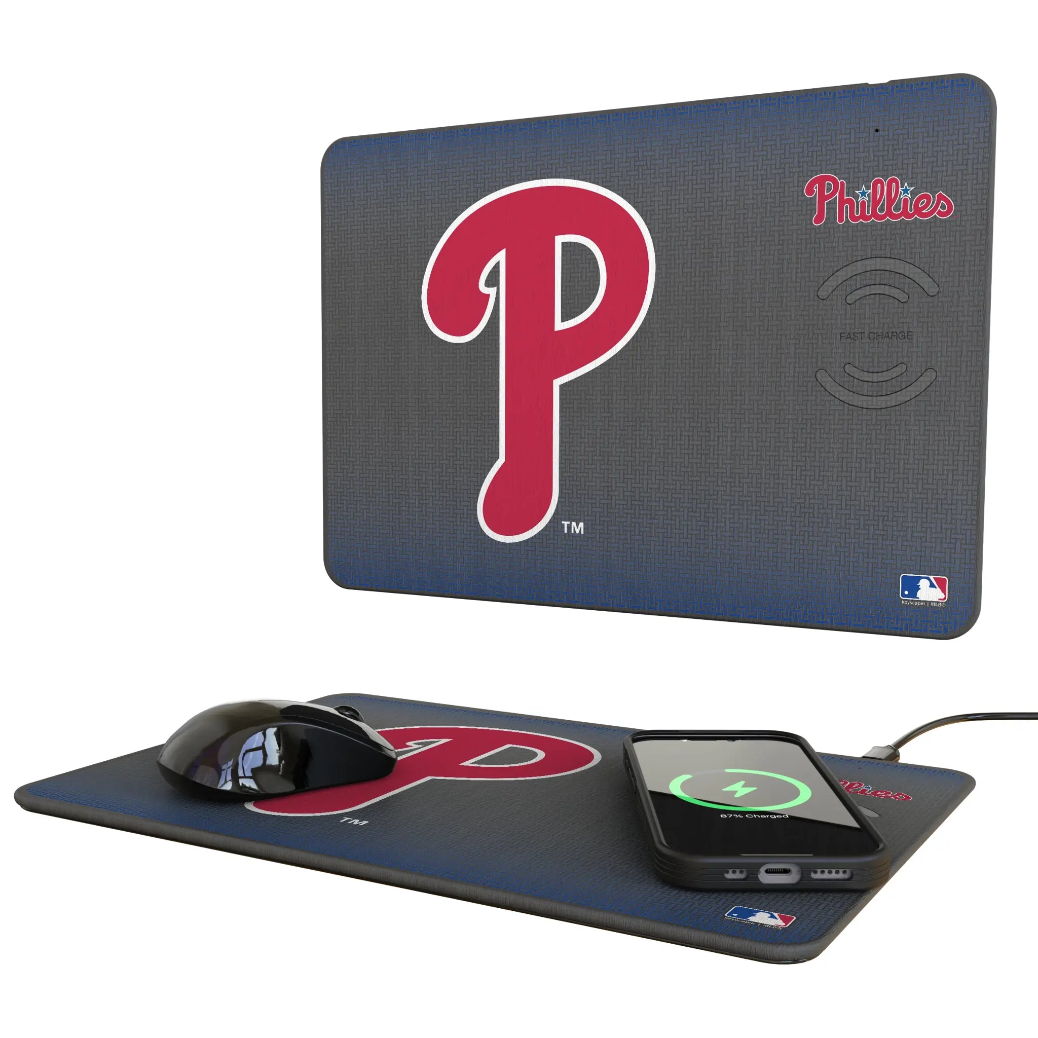 Philadelphia Phillies Linen 15-Watt Wireless Charger and Mouse Pad